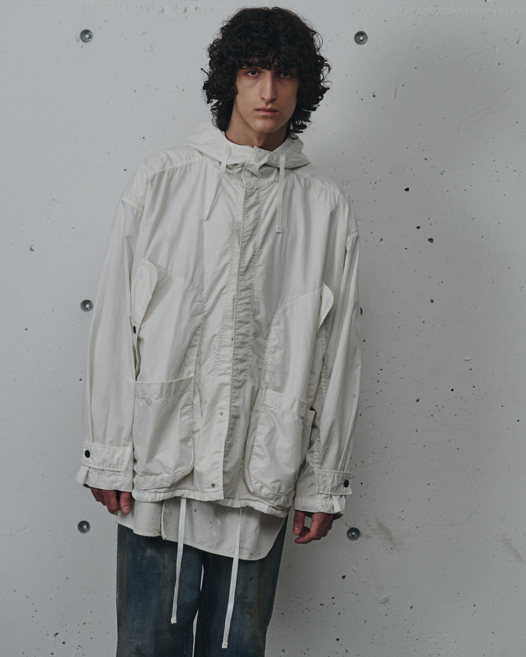 HOODED FIELD SHIRT JACKET(WHITE)