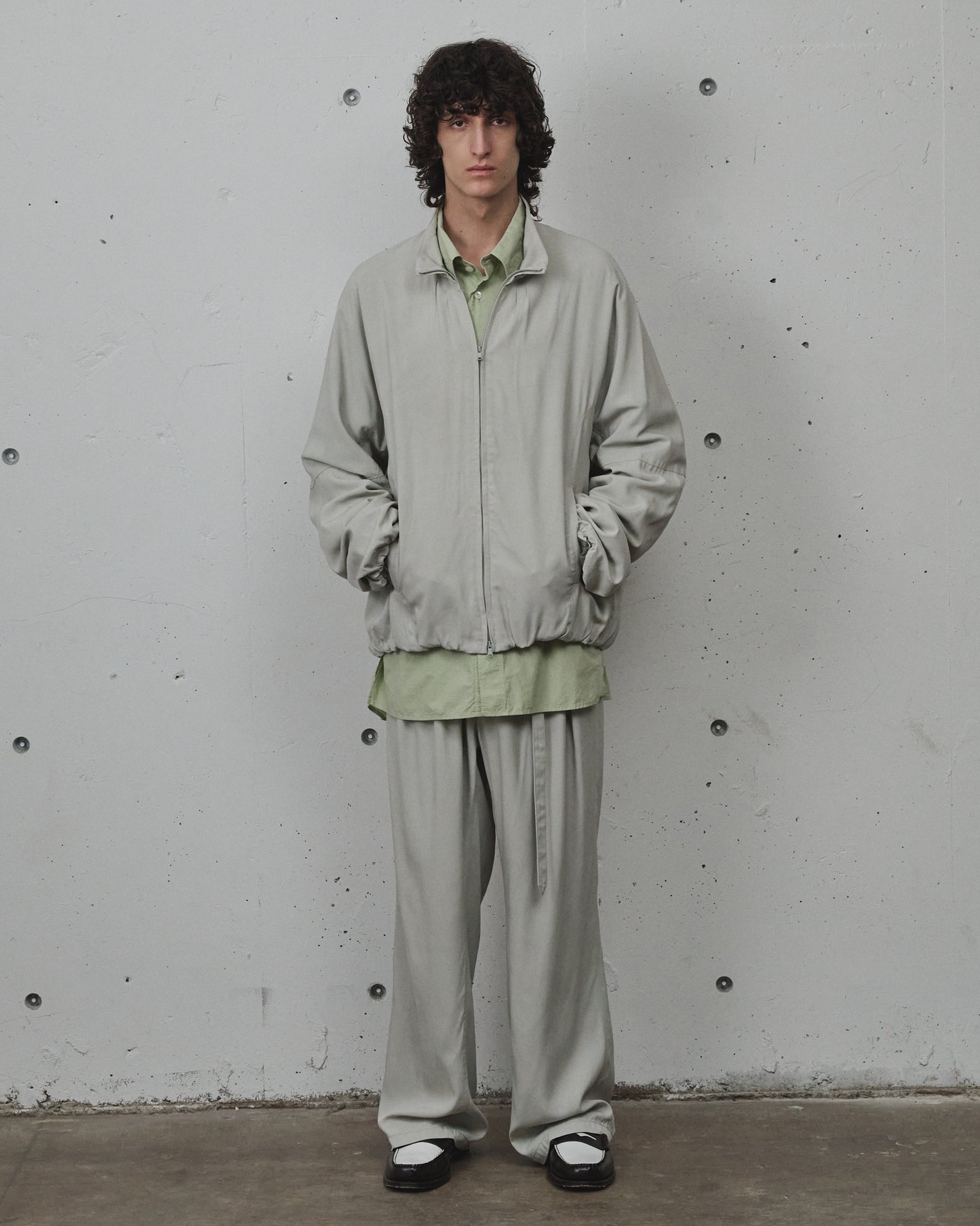 VISCOSE BELT-LESS TROUSERS(MINT)