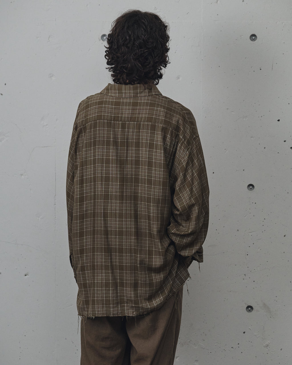 AGING RAYON CHECK SHIRT(GREEN)