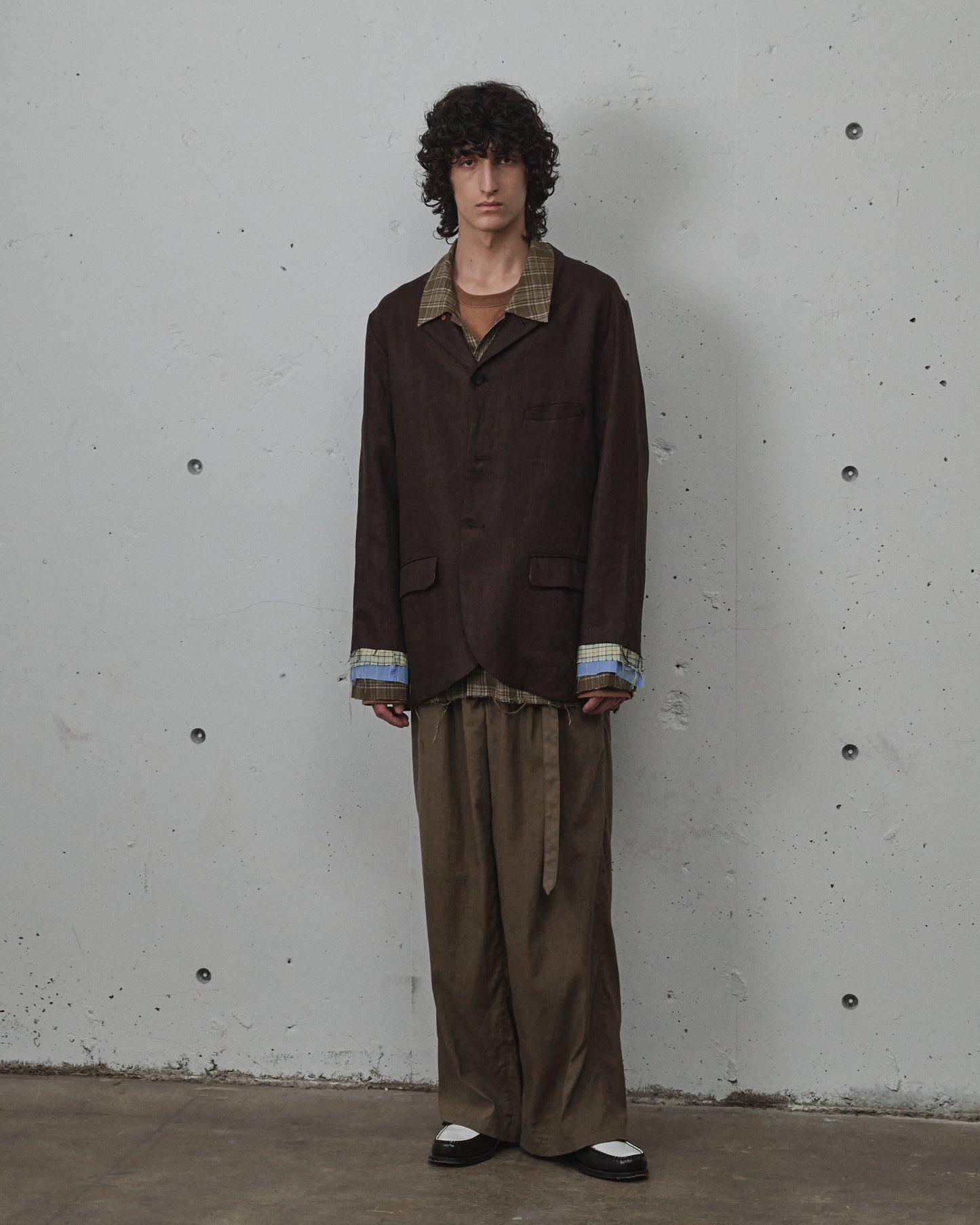 LAYERED TAILORED JACKET(BROWN)