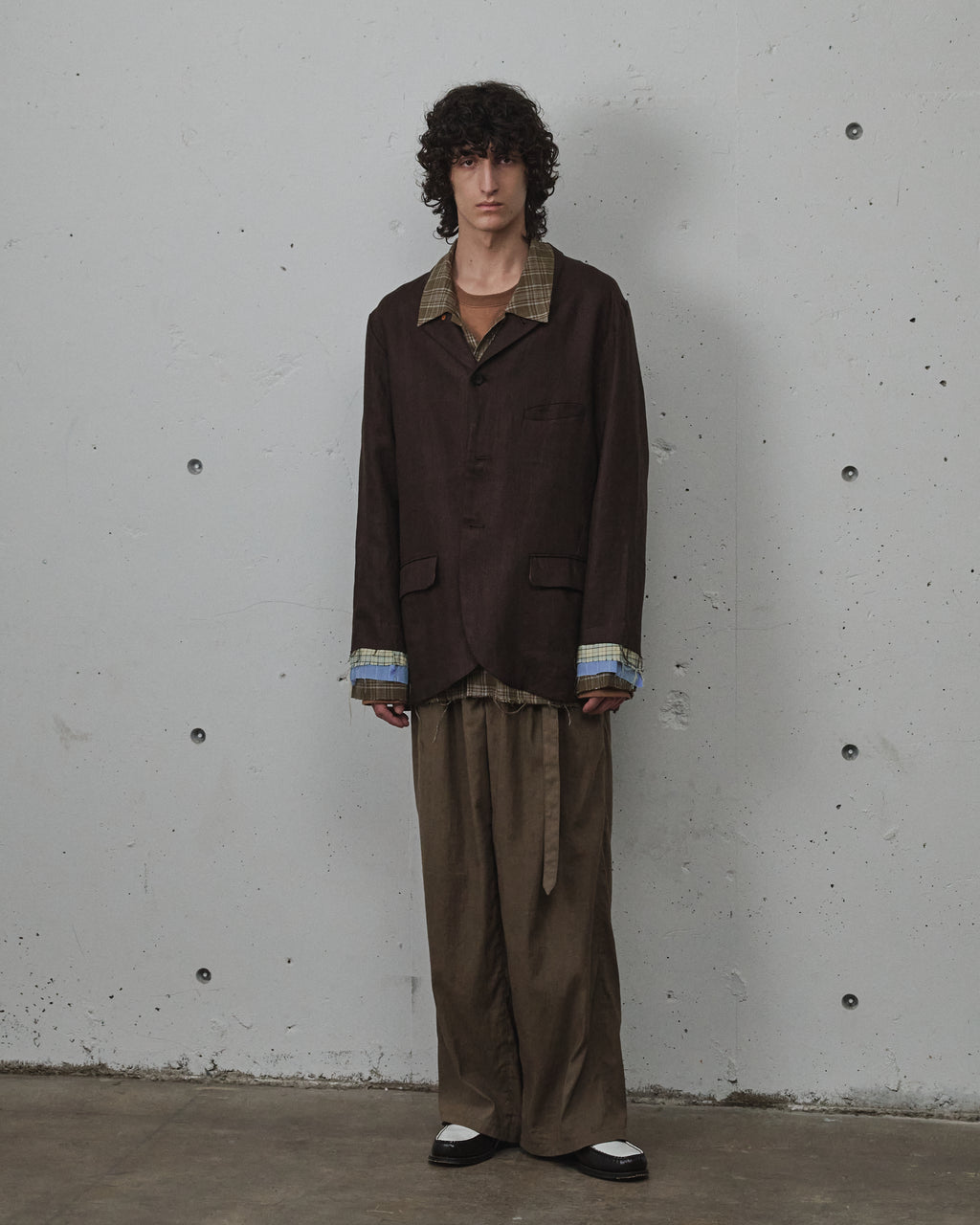 LAYERED TAILORED JACKET(BROWN)