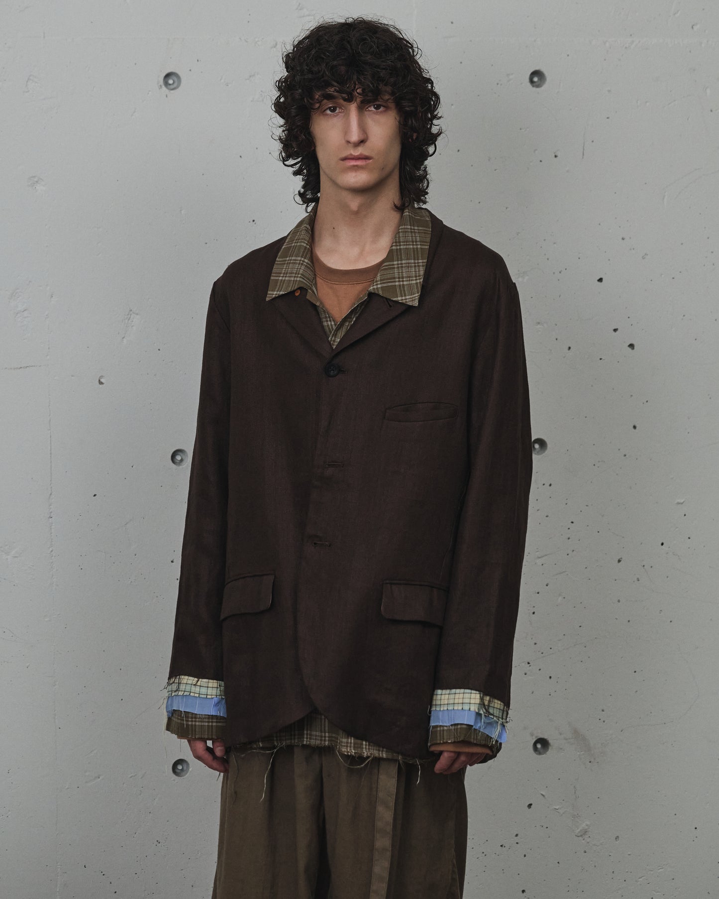 LAYERED TAILORED JACKET(BROWN)