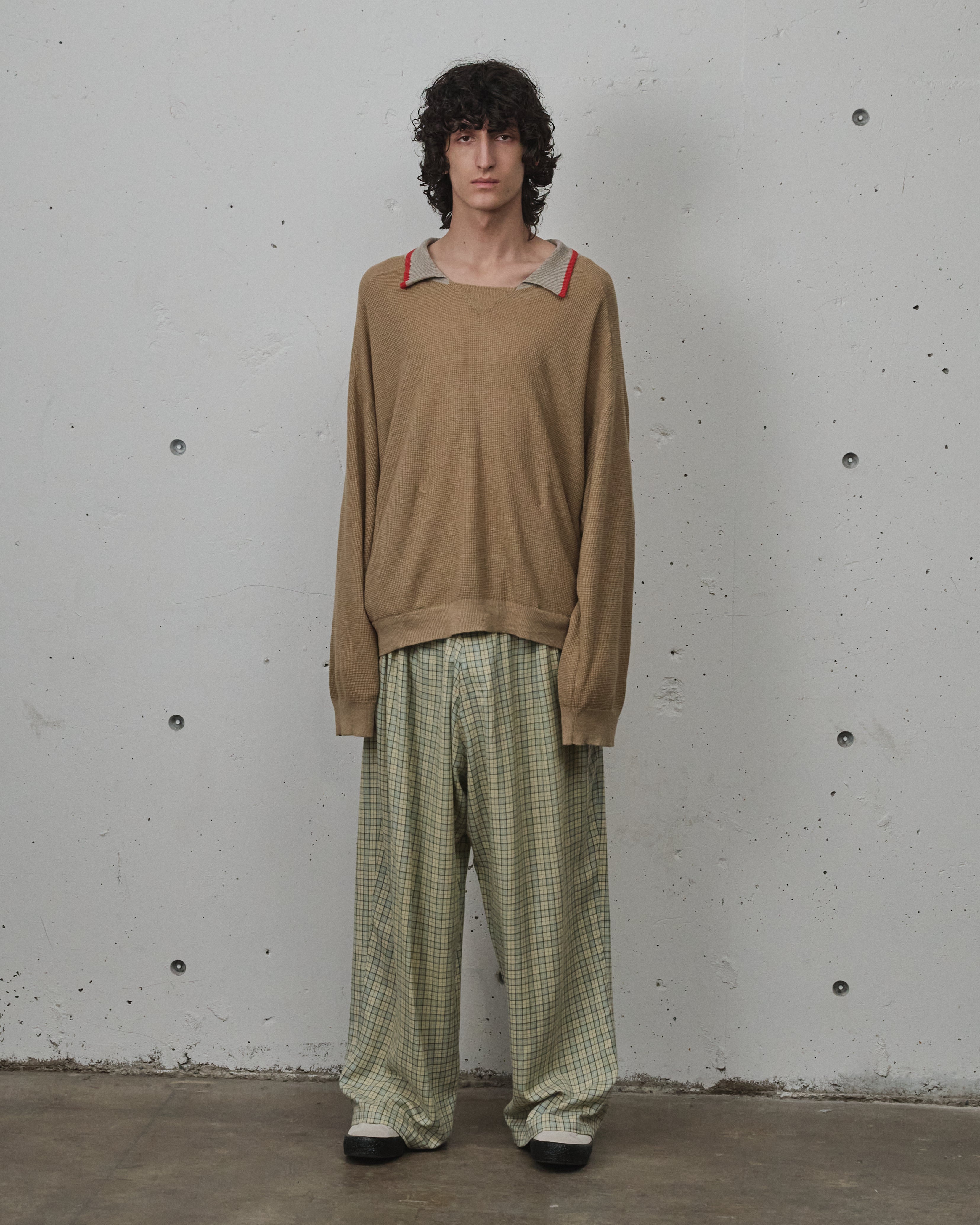NEL CHECK EASY PANTS(CREAM) – ANCELLM