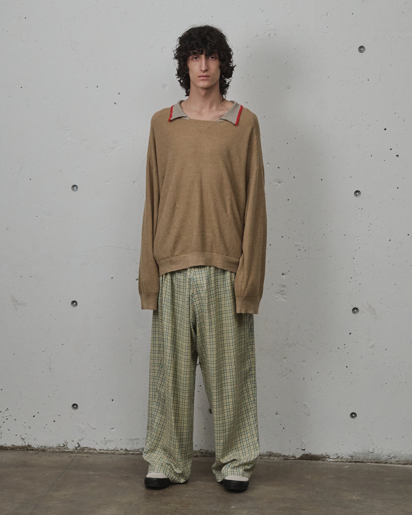 NEL CHECK EASY PANTS(CREAM)