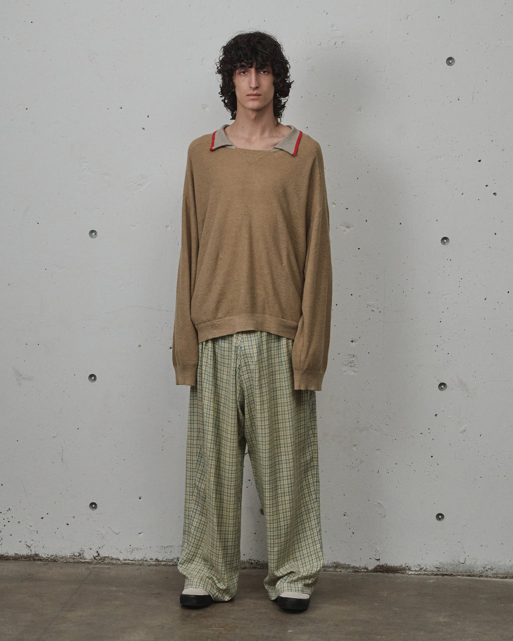 CONTRAST COLLAR KNIT(BEIGE)