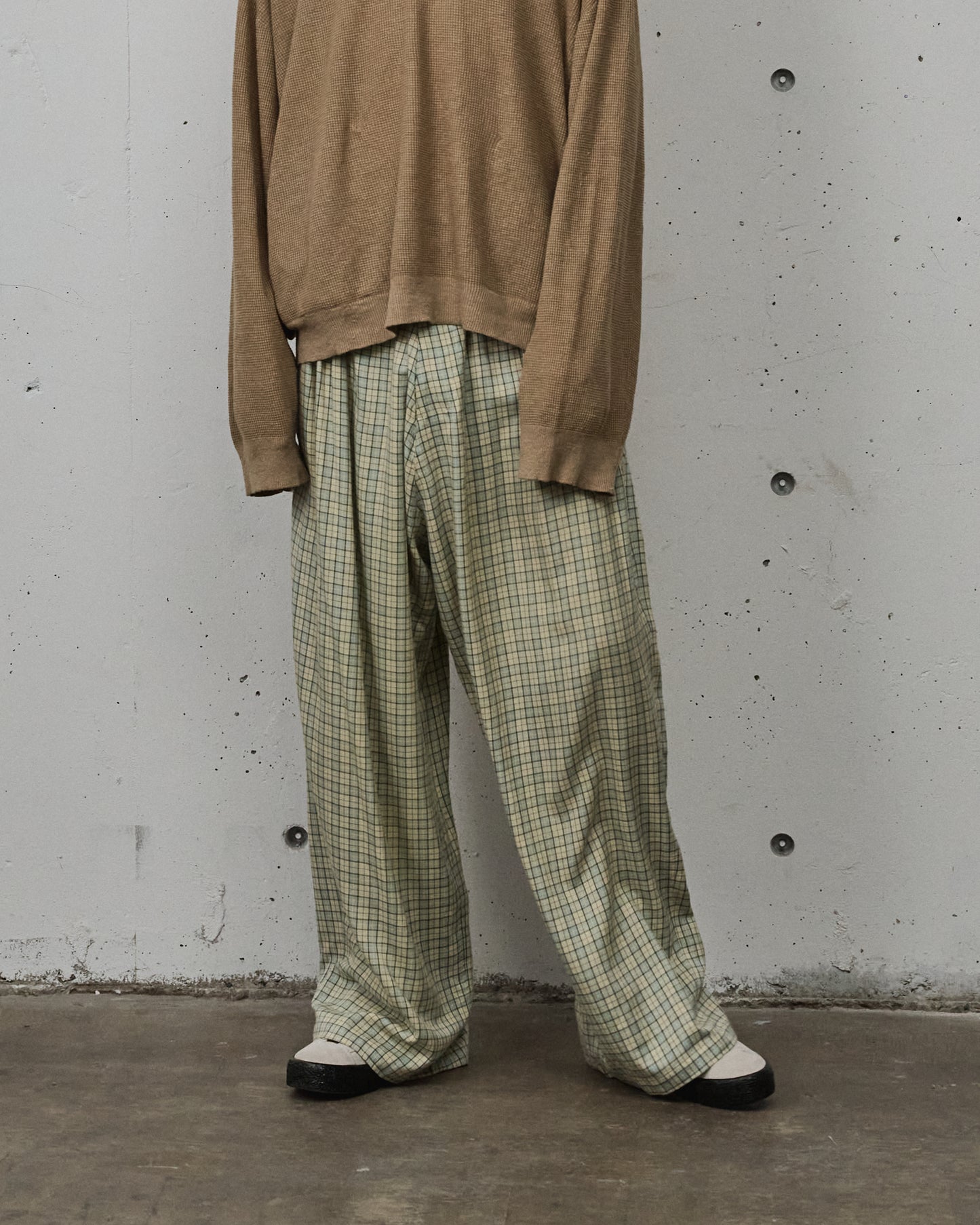 NEL CHECK EASY PANTS(CREAM)