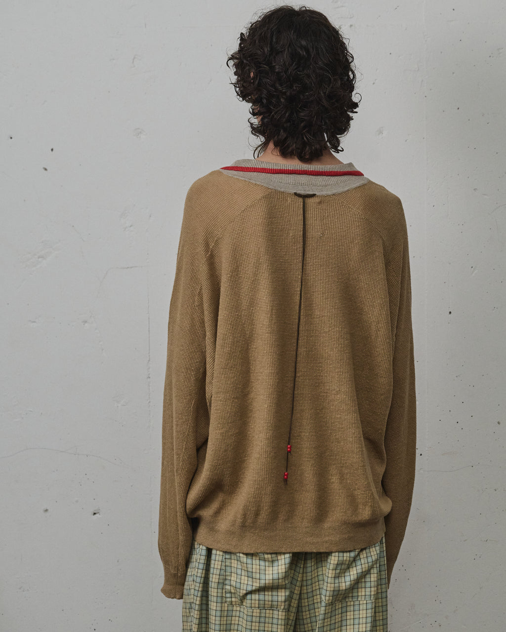 CONTRAST COLLAR KNIT(BEIGE)