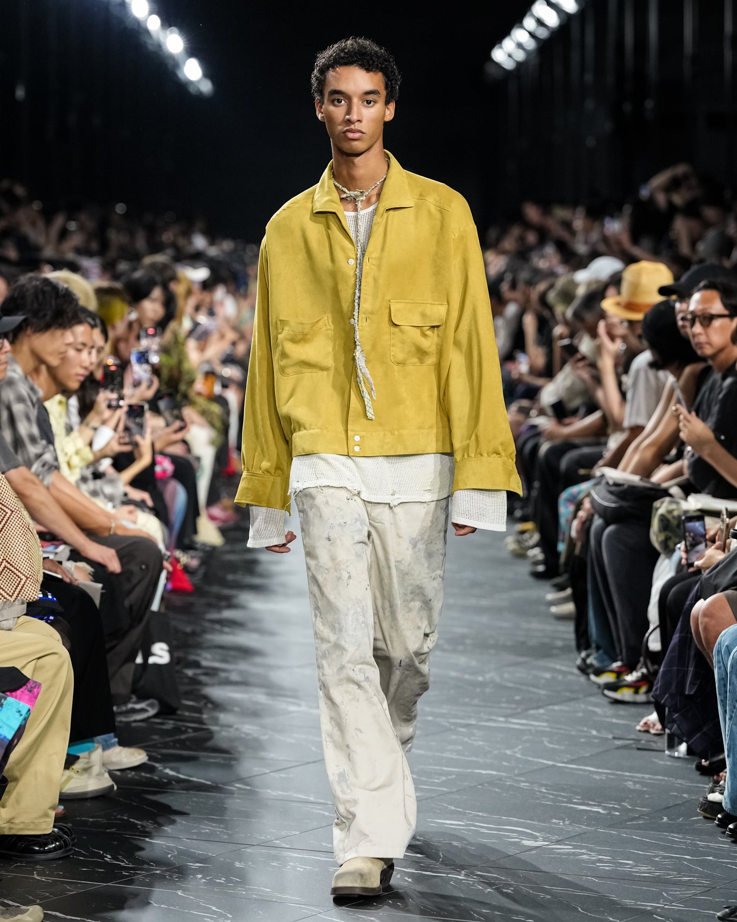 VEGAN SUEDE OPEN COLLAR SHIRT(YELLOW)