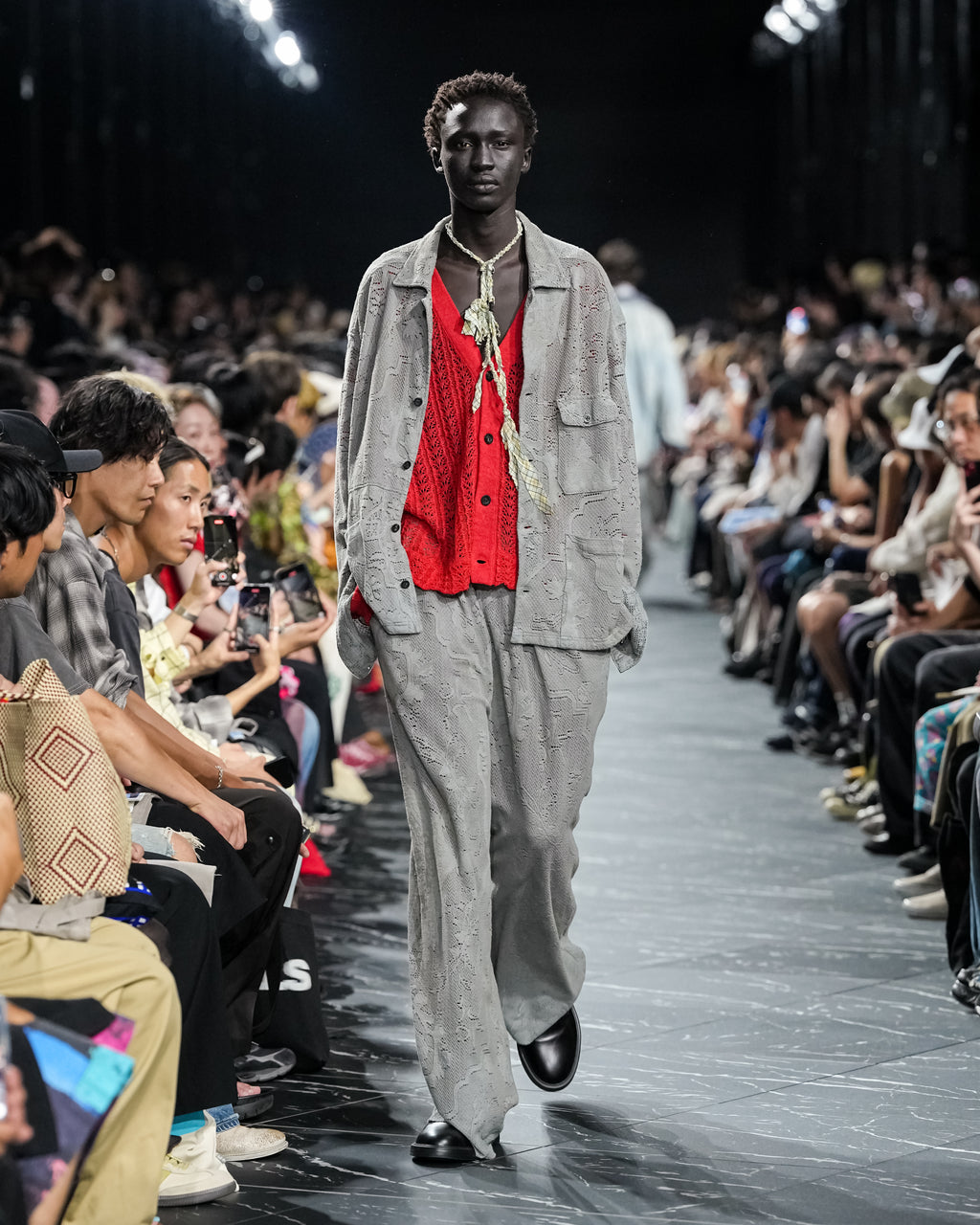 AGING LACE WORK SHIRT(GRAY)