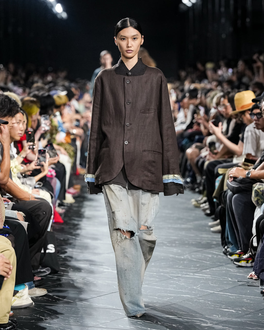 LAYERED TAILORED JACKET(BROWN)