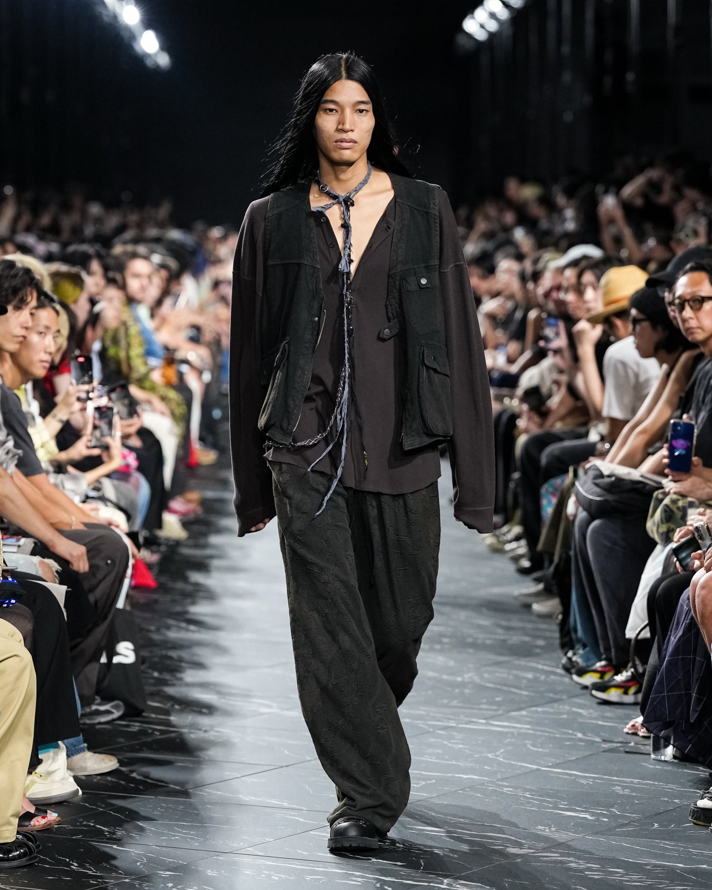 AGING LACE DOUBLE PANEL SLACKS(BLACK)