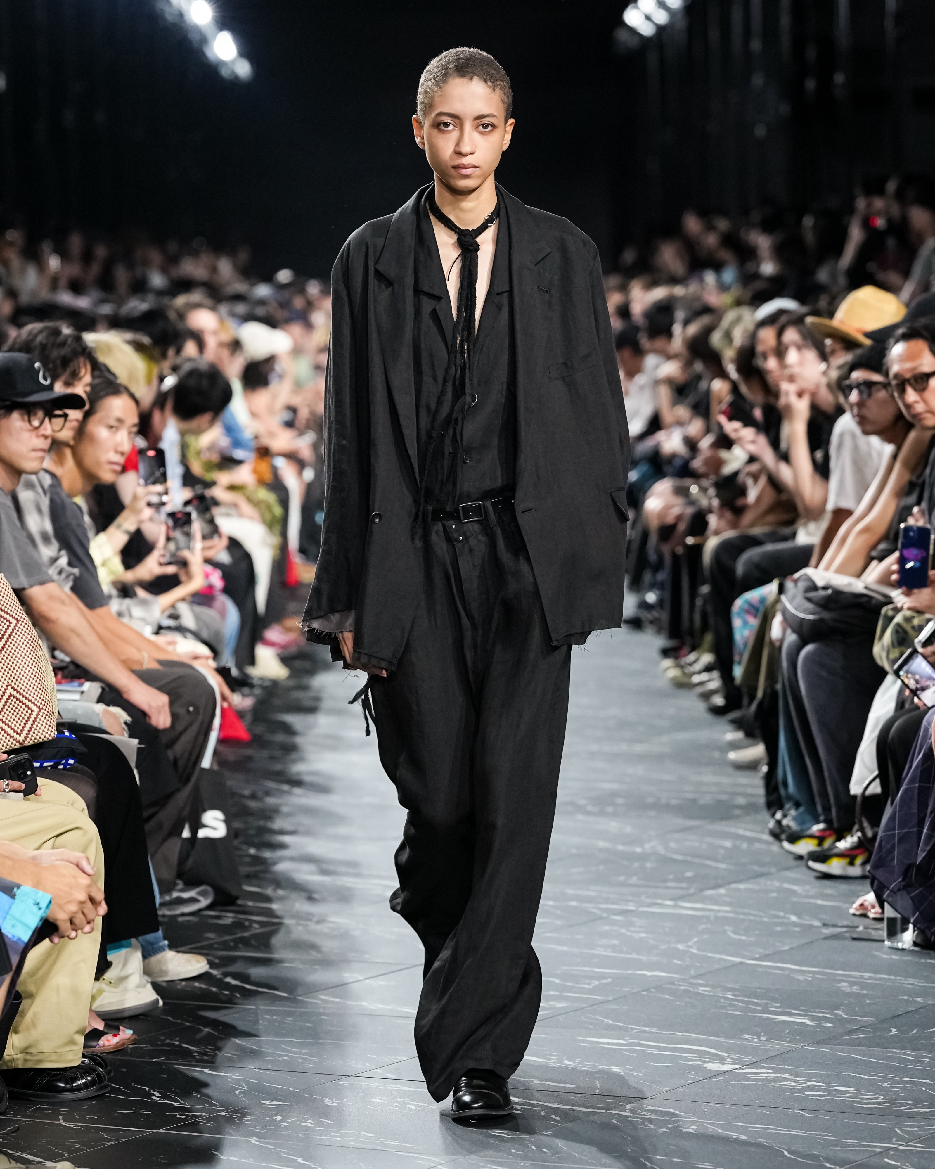 の*び様 ANCELLM 100/S LINEN TUCK SLACKS(BLA 100/S LINEN TUCK SLACKS(BLACK) – ANCELLM