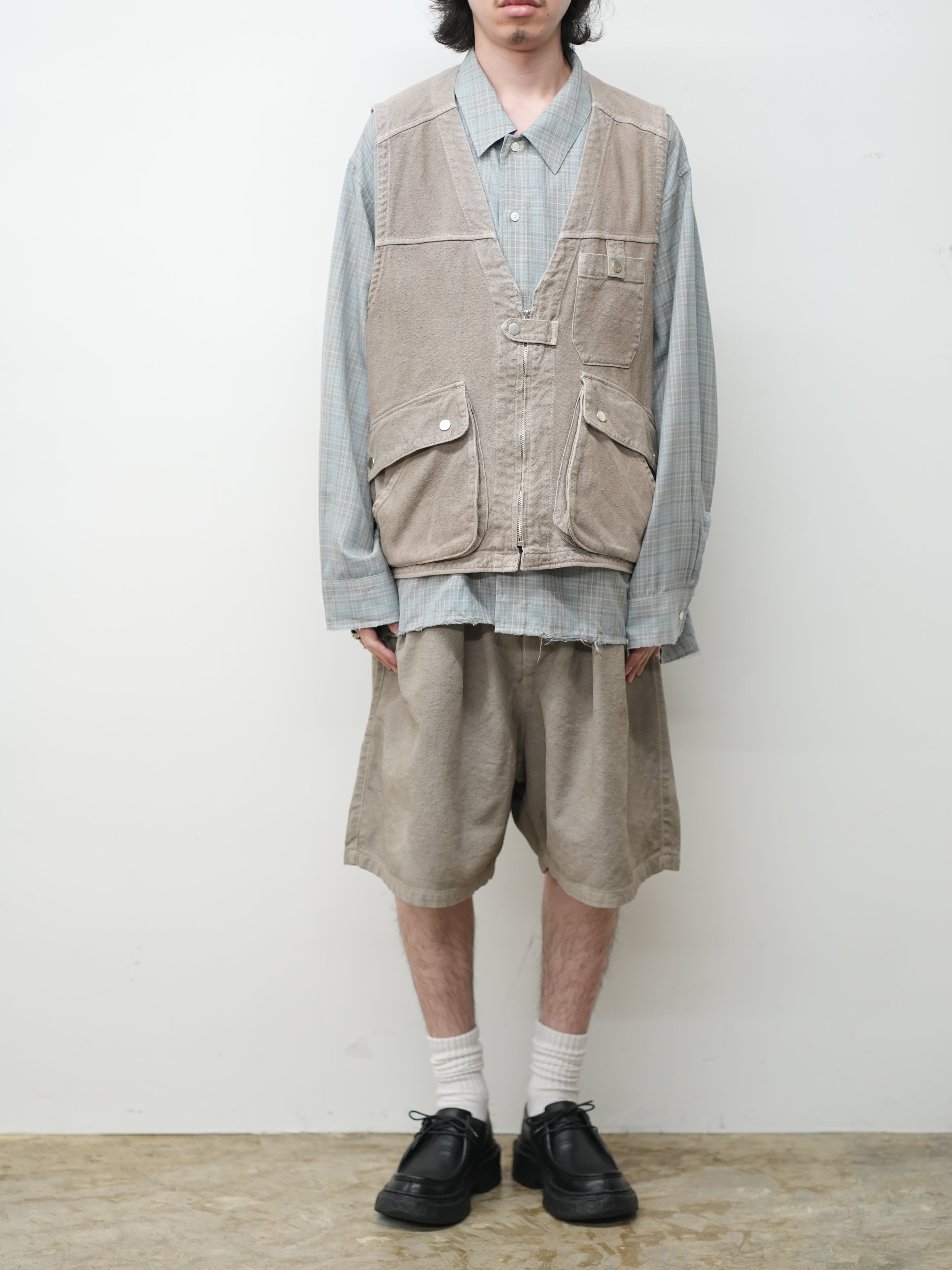 トップス ANCELLM C/R DUCK UTILITY VEST, greige 2 C/R DUCK UTILITY VEST(GREIGE) – ANCELLM