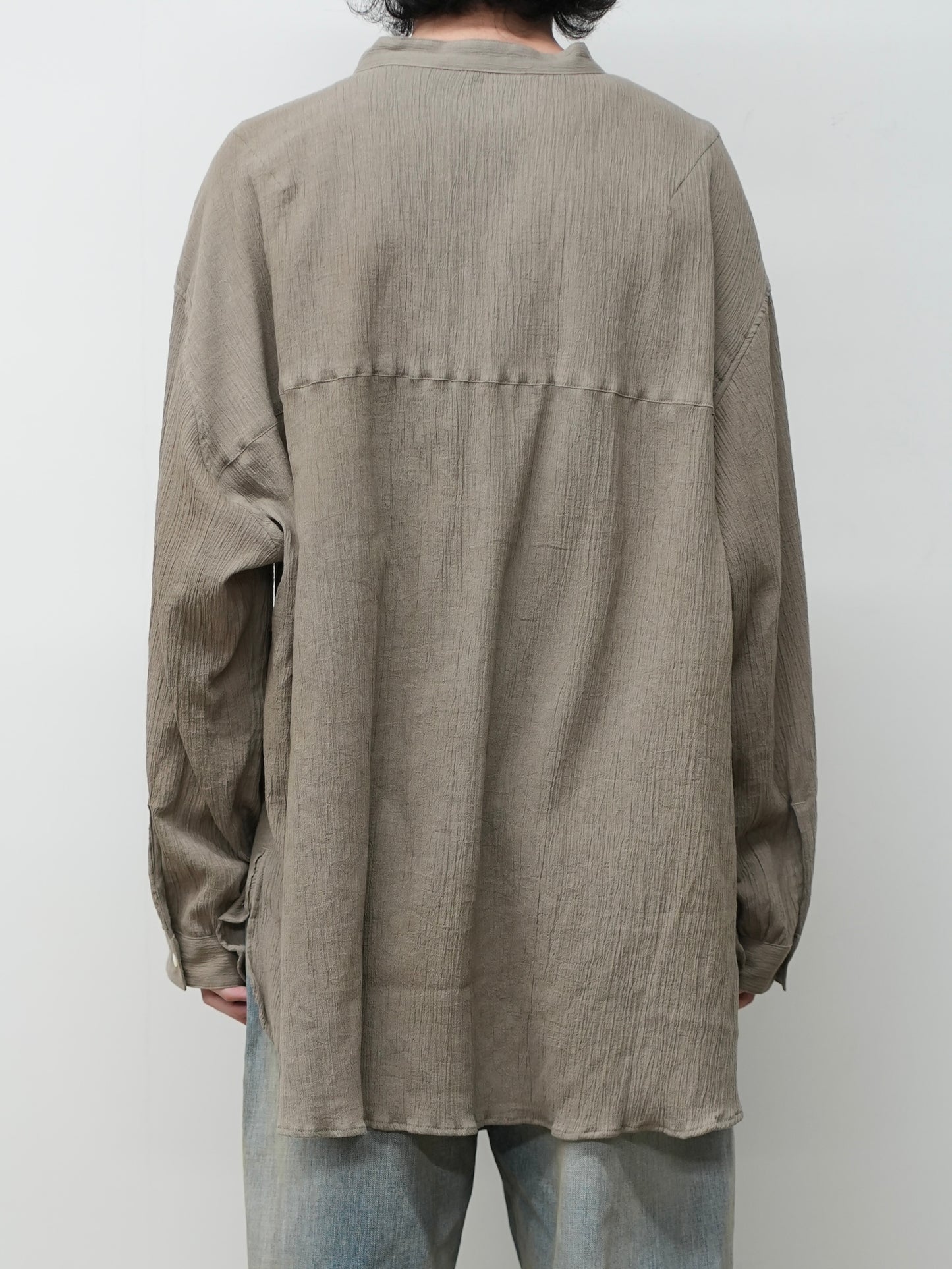 CREPE HALF ZIP SHIRT(GREIGE)