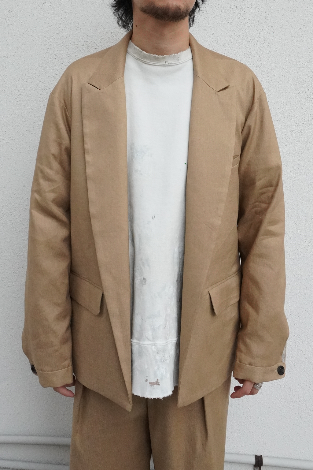 BUTTONLESS TAILORED JACKET(BEIGE)