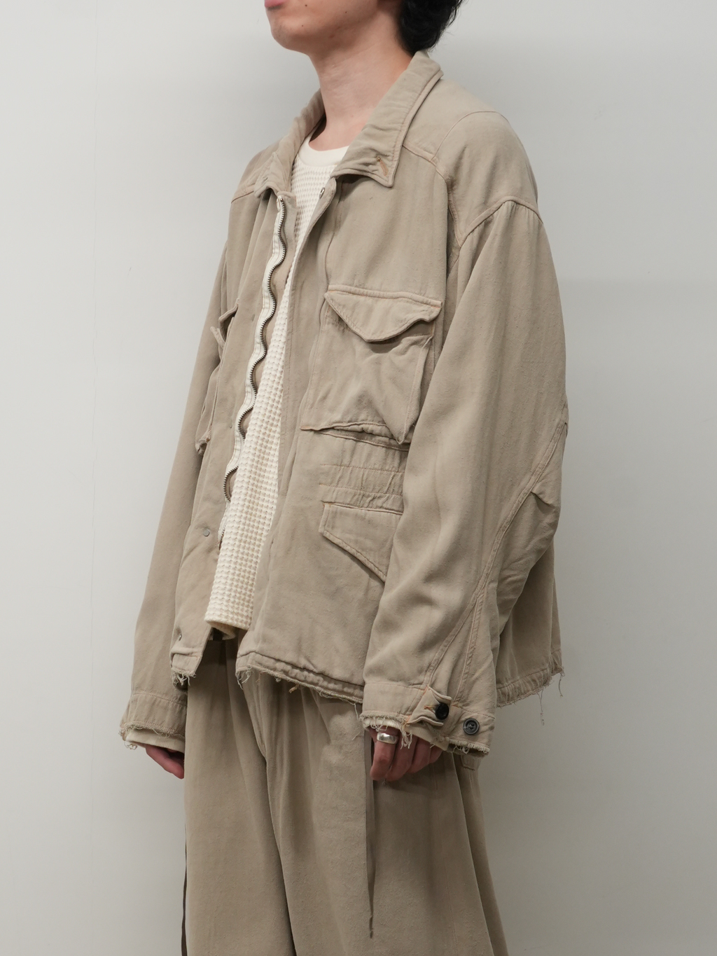 SILK SUEDE FIELD JACKET(SAND) – ANCELLM SILK SUEDE FIELD JACKET(SAND) – ANCELLM