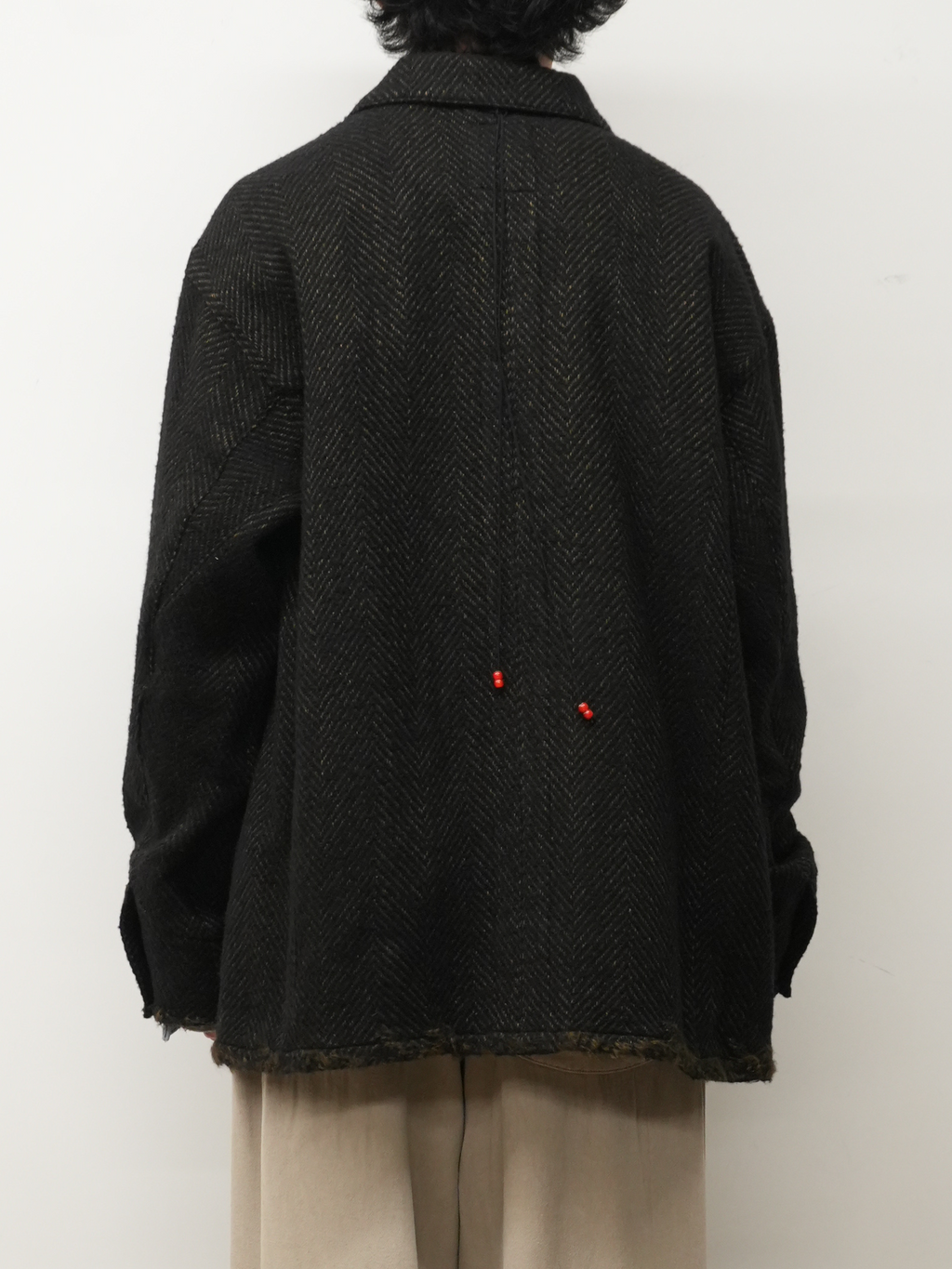 DAMAGE WOOL HERRINGBONE COVER ALL(BROWN×BLACK)