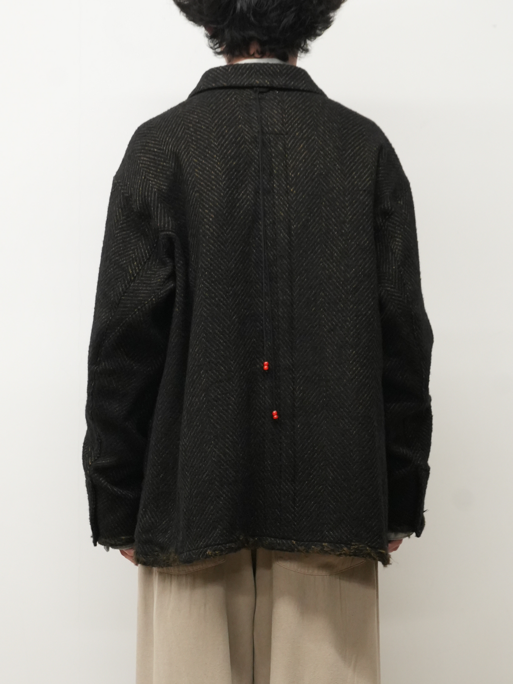 DAMAGE WOOL HERRINGBONE COVER ALL(BROWN×BLACK)