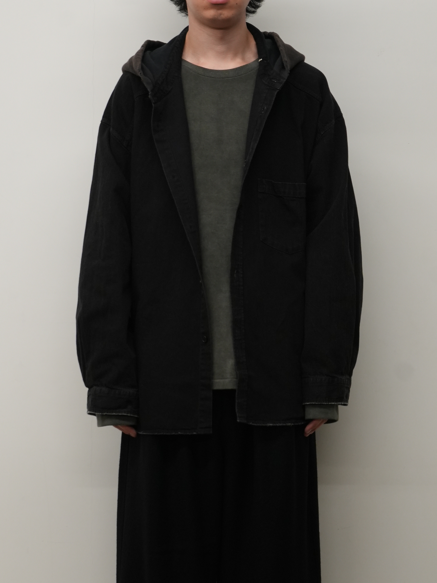 DENIM HOODIE SHIRT(BLACK)