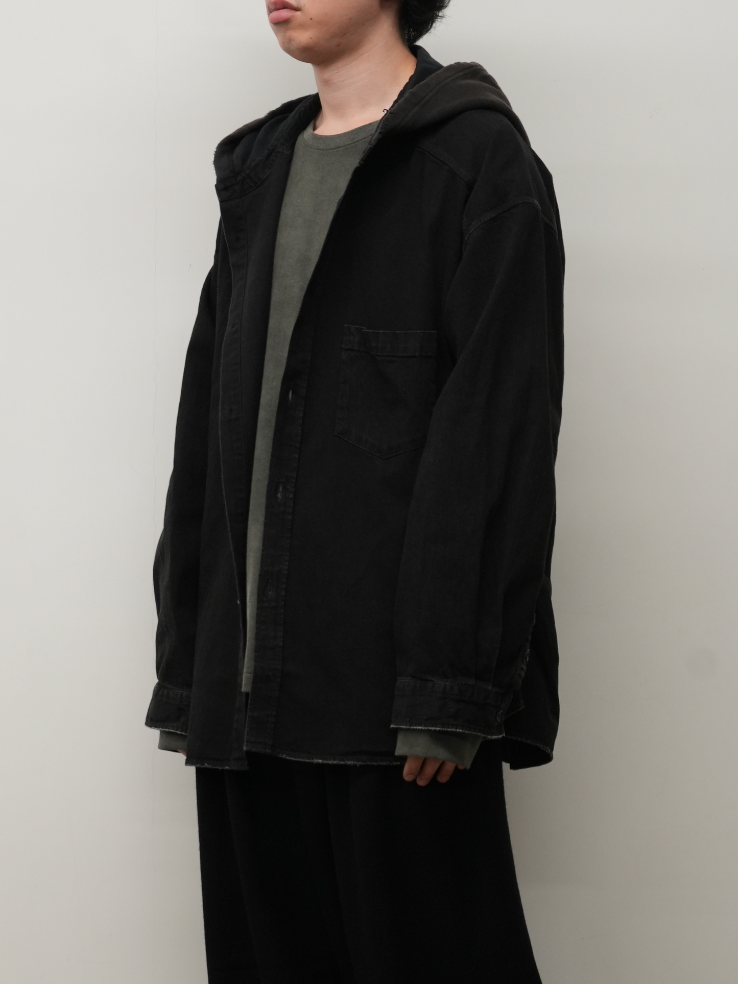 DENIM HOODIE SHIRT(BLACK)