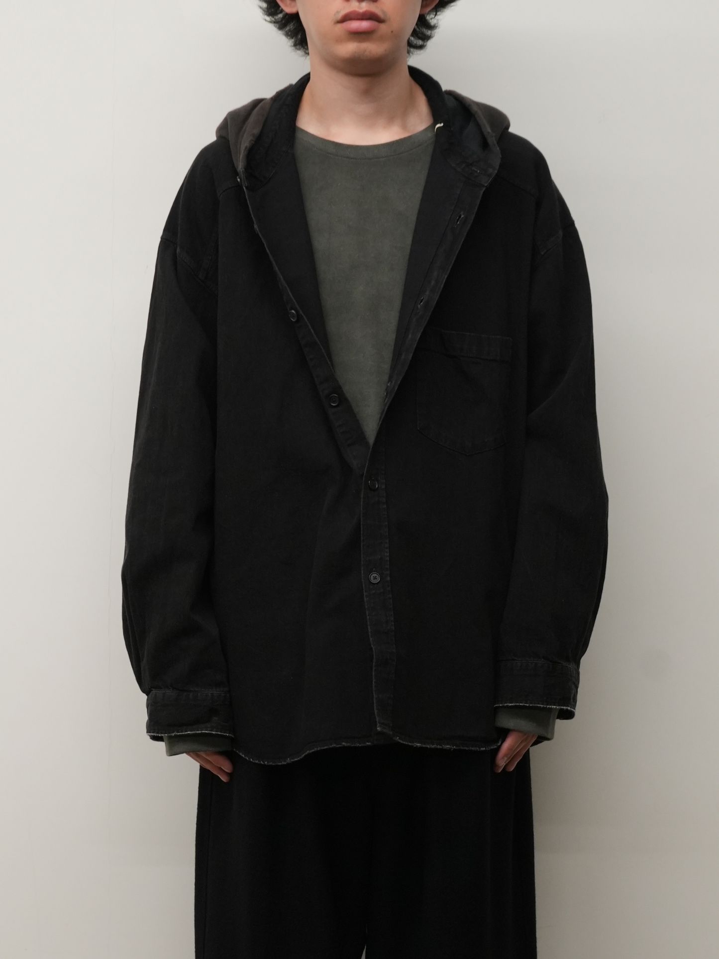 DENIM HOODIE SHIRT(BLACK)