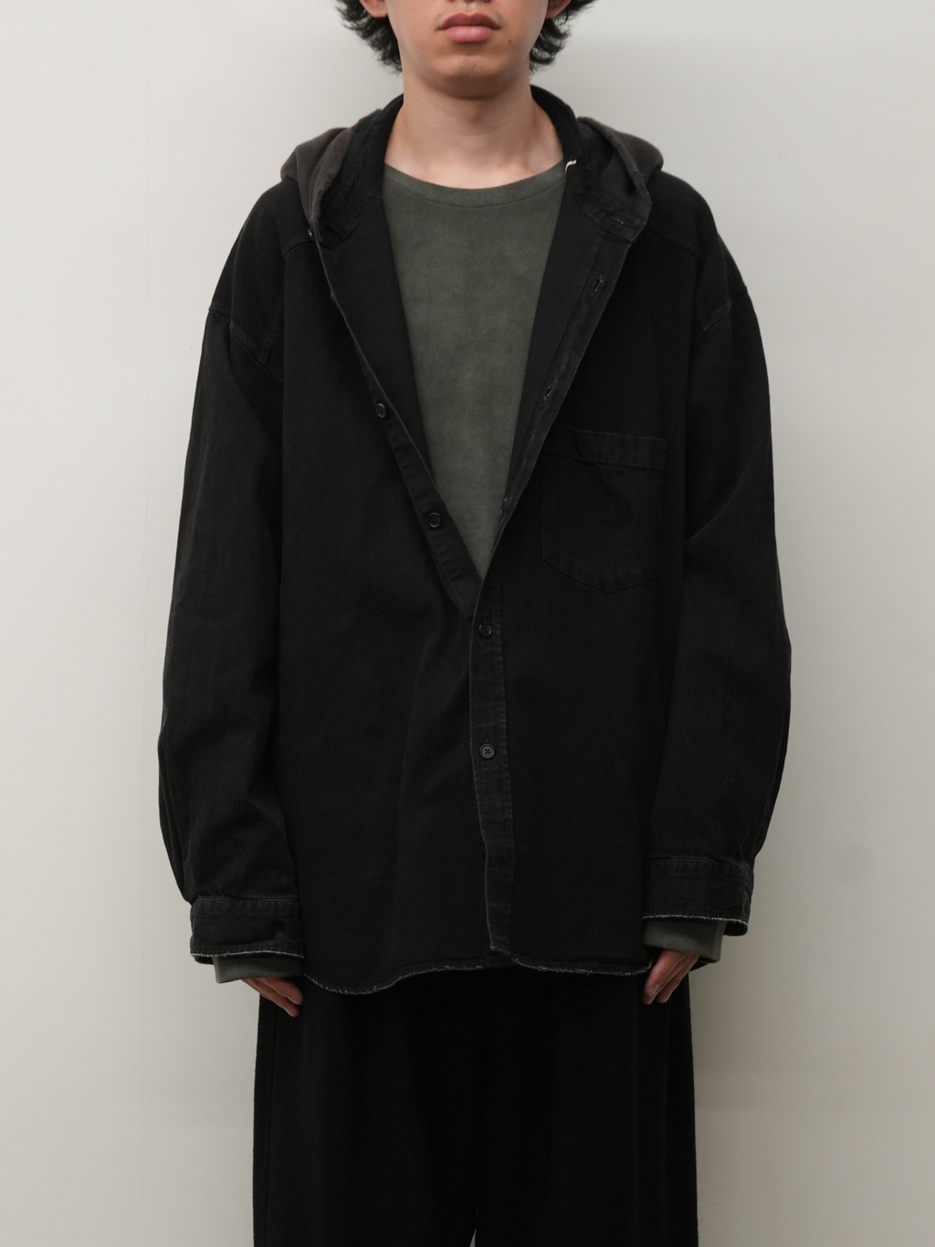 DENIM HOODIE SHIRT(BLACK)