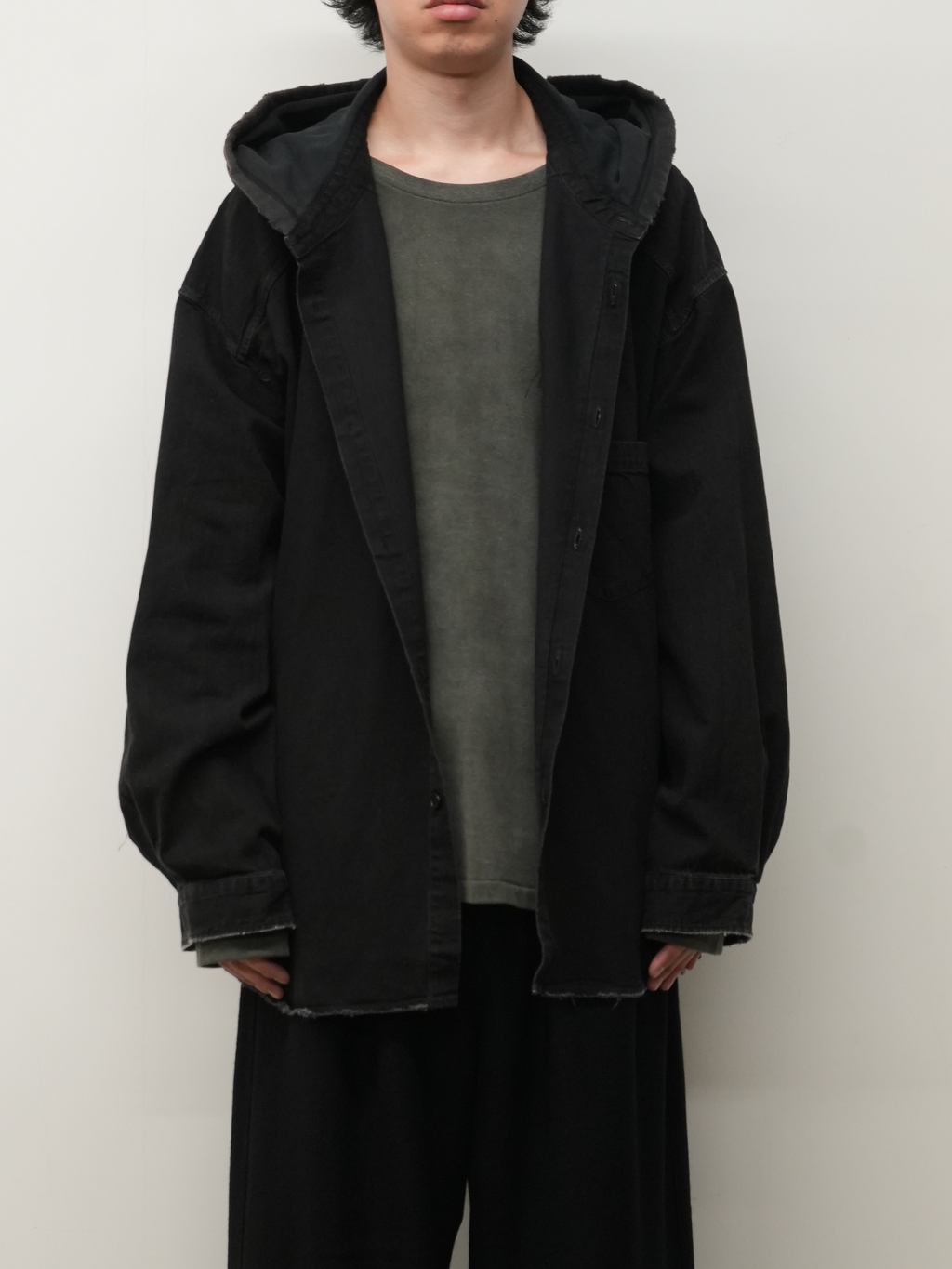 DENIM HOODIE SHIRT(BLACK)