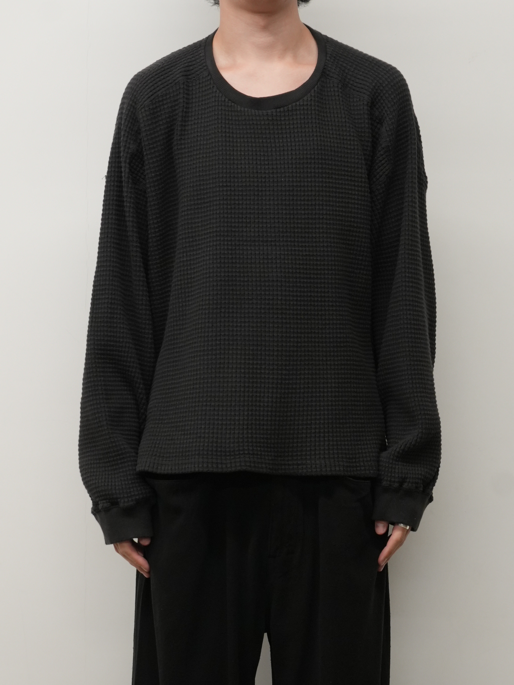 ANCELLM WAFFLE OVER LS ワッフルプルオーバー HEAVY WAFFLE OVER LS(BLACK) – ANCELLM