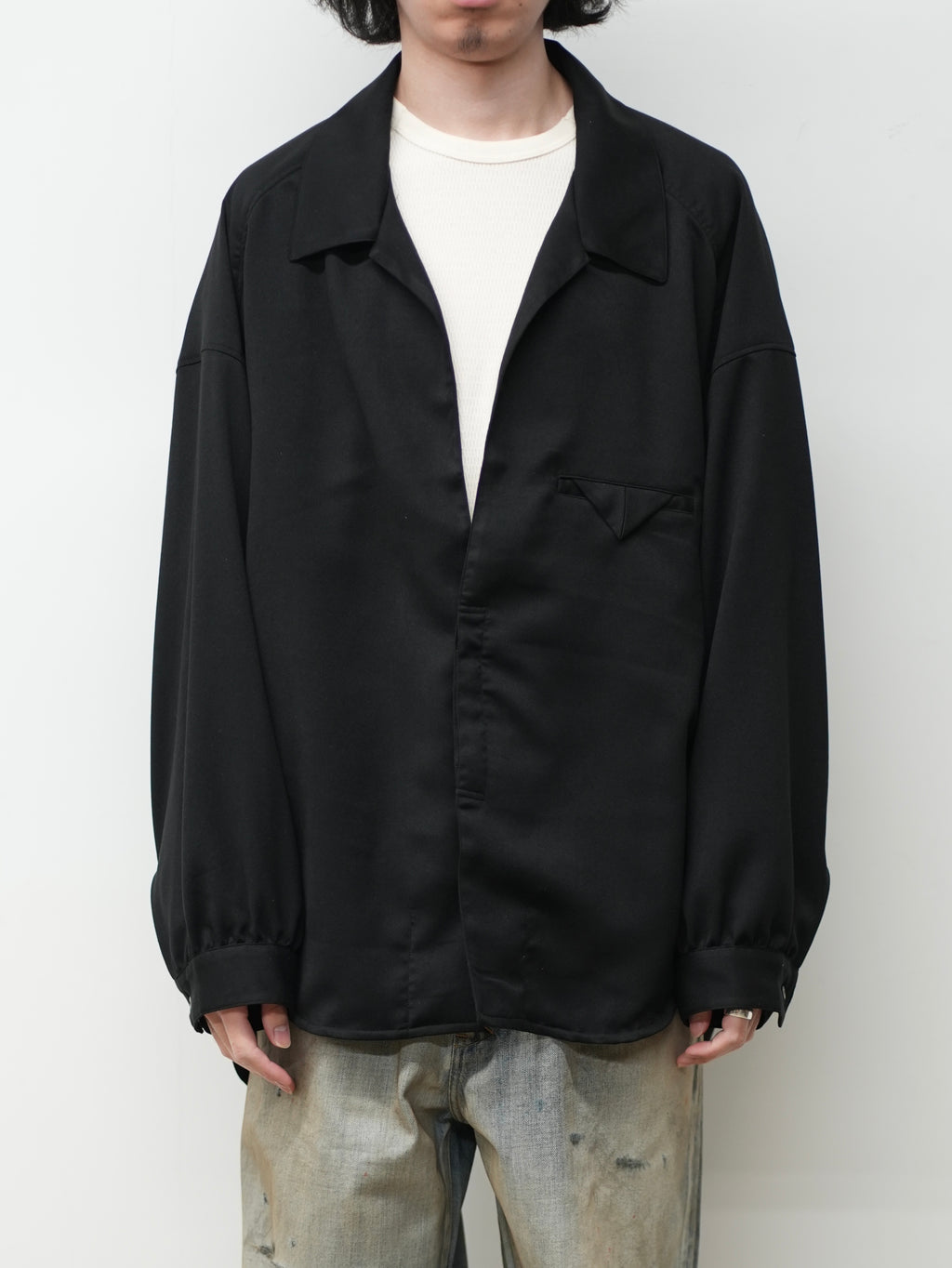 VEGAN SUEDE LONG SHIRT(BLACK)