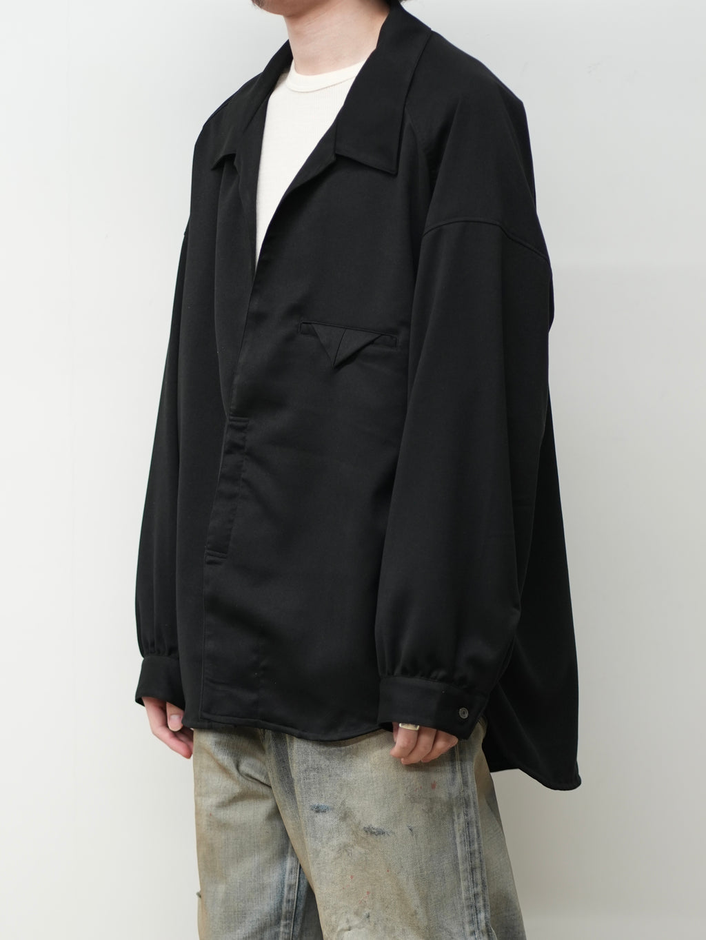 VEGAN SUEDE LONG SHIRT(BLACK)