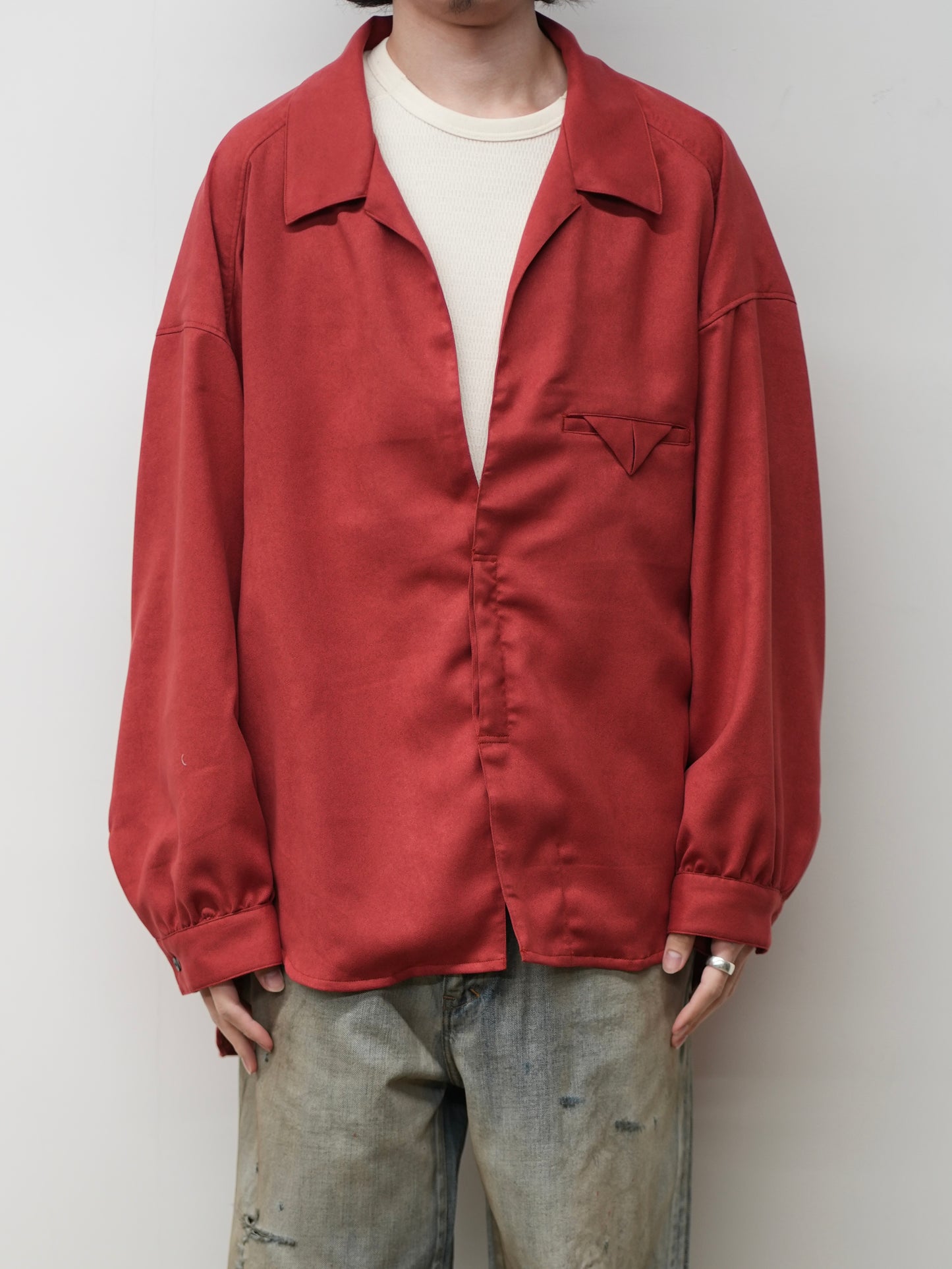 VEGAN SUEDE LONG SHIRT(RED)