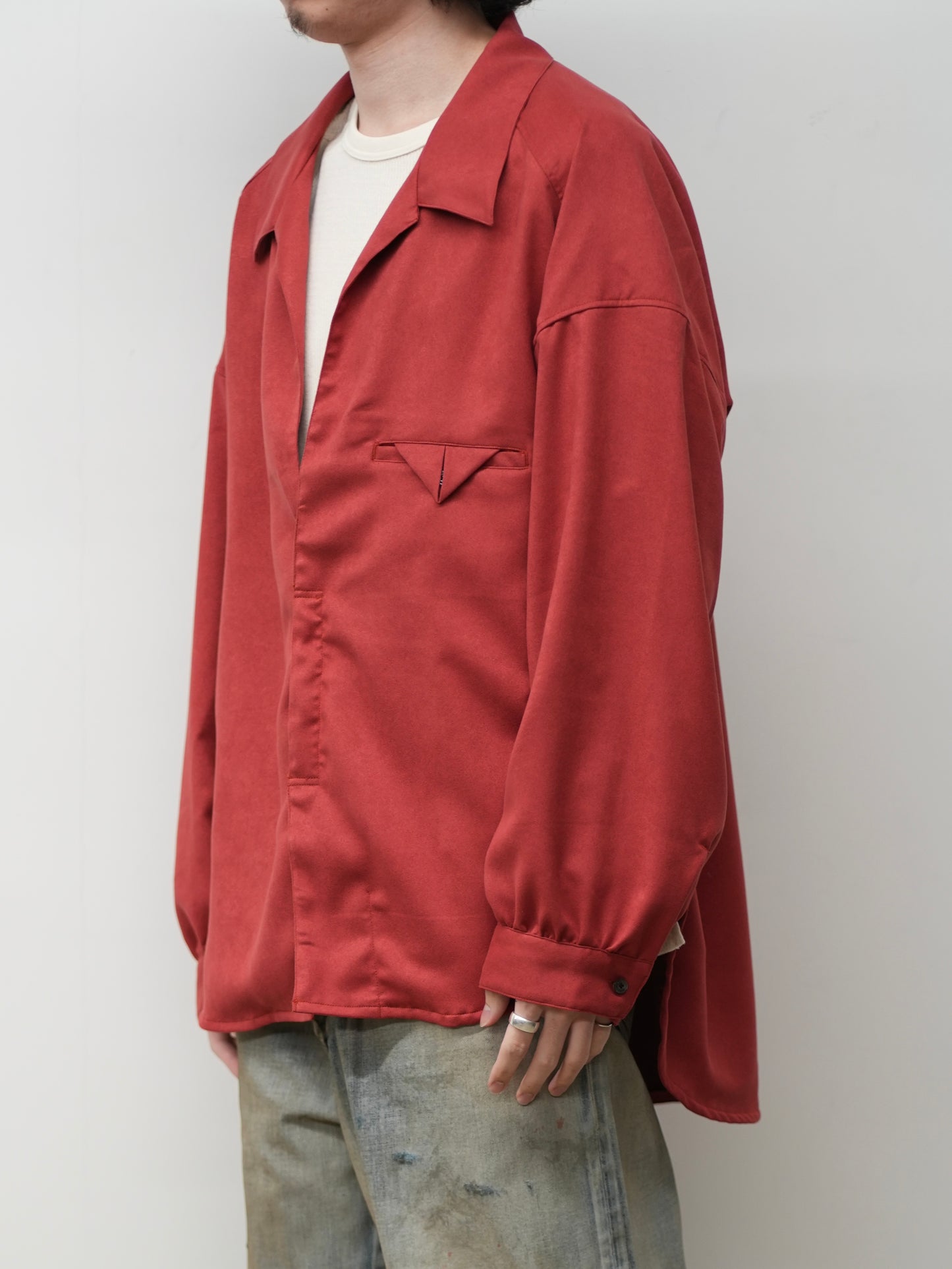 VEGAN SUEDE LONG SHIRT(RED)