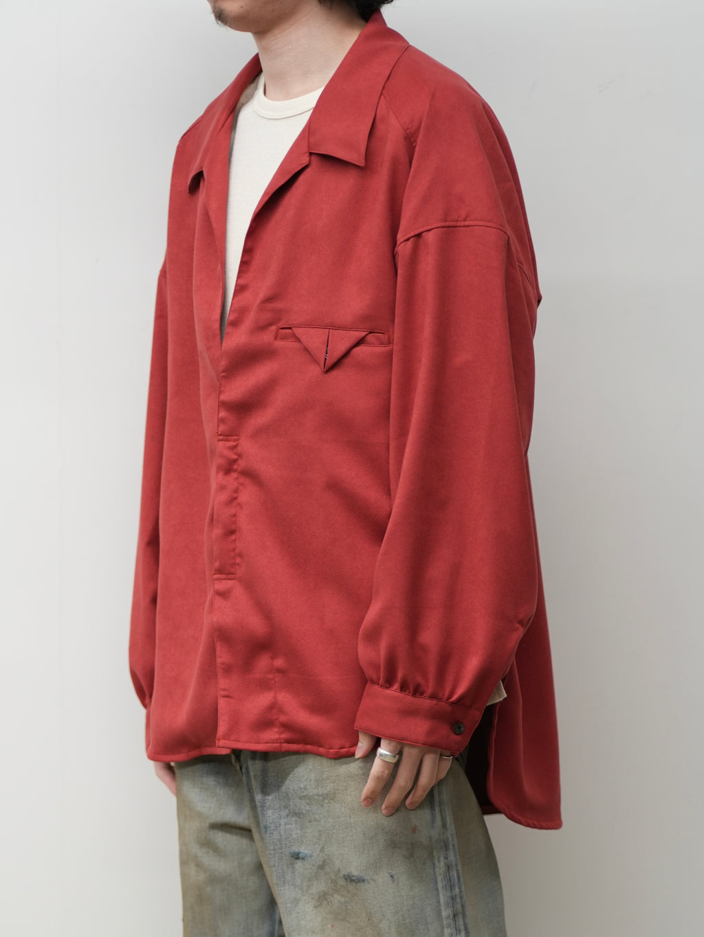 VEGAN SUEDE LONG SHIRT(RED)