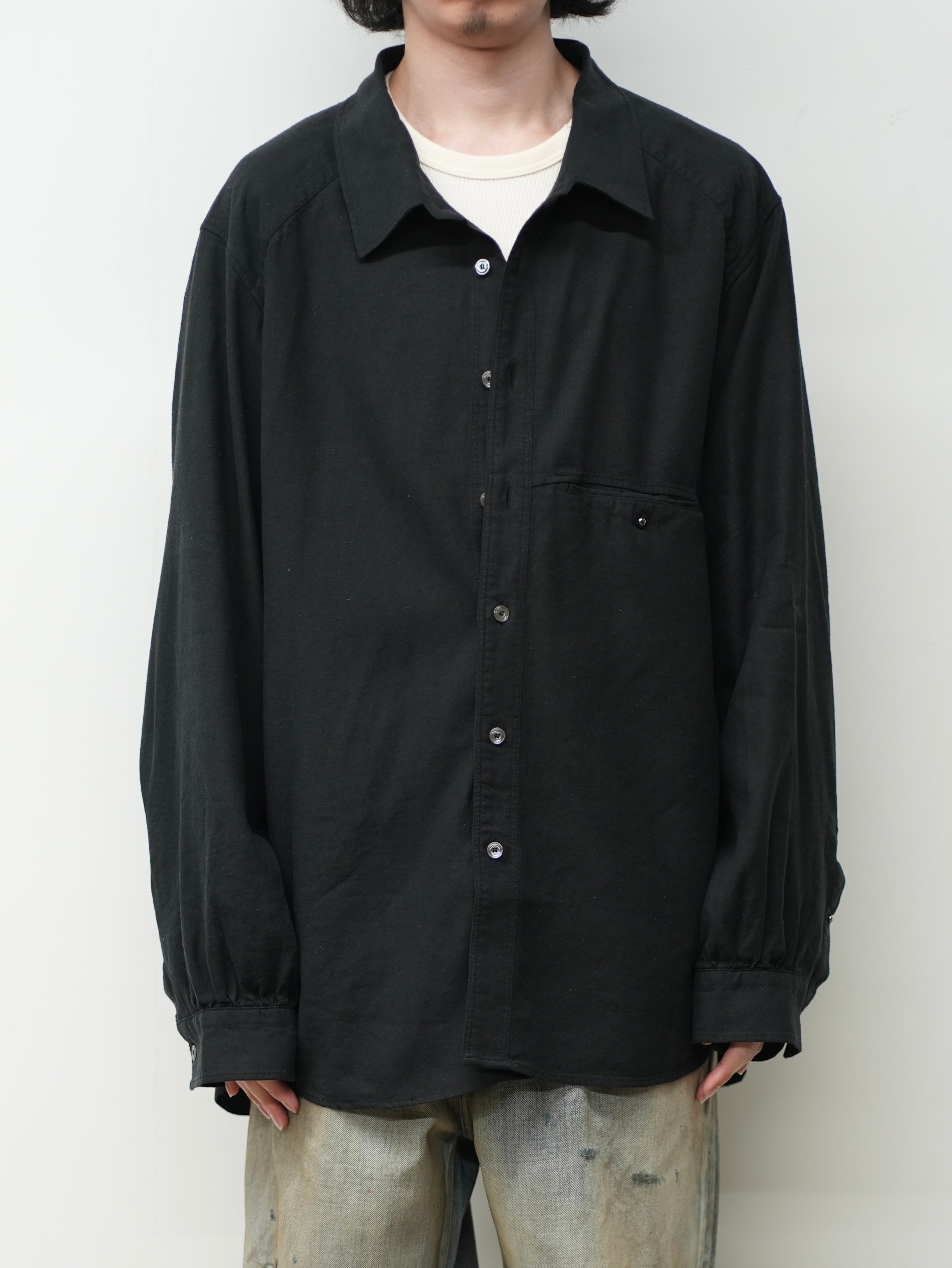 あ*様 ancellm L/S NEP BOXY SHIRT(BLACK) si L/S NEP BOXY SHIRT(BLACK) – ANCELLM