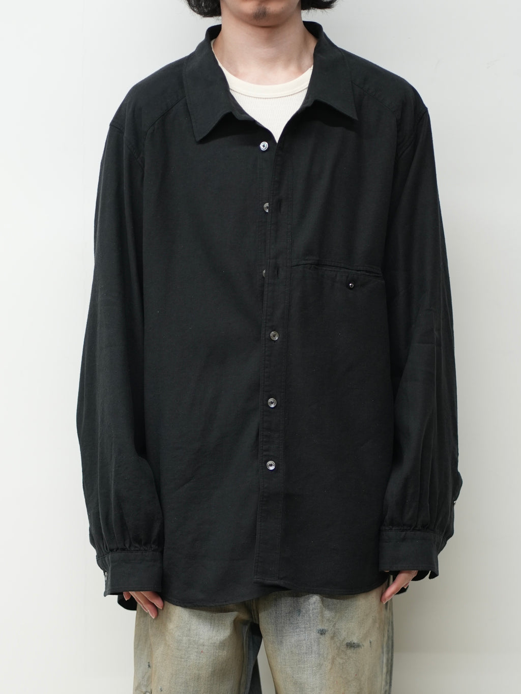【即完売】26SS アンセルム L/S NEP BOXY SHIRT L/S NEP BOXY SHIRT(BLACK) – ANCELLM