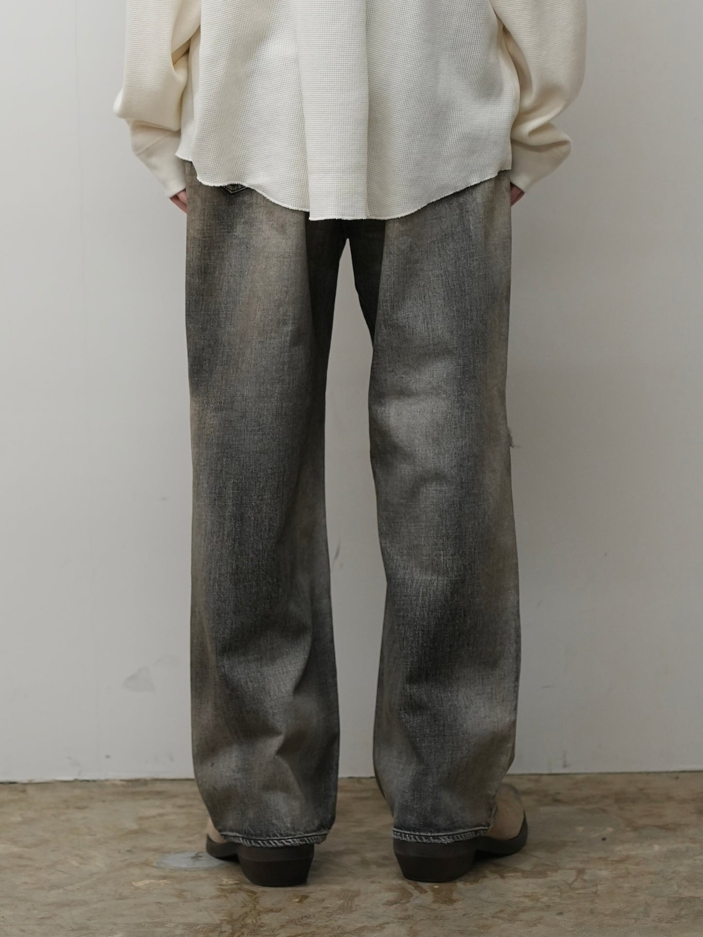 CRASH MIDDLE STRAIGHT 5P DENIM PANTS(BLACK)