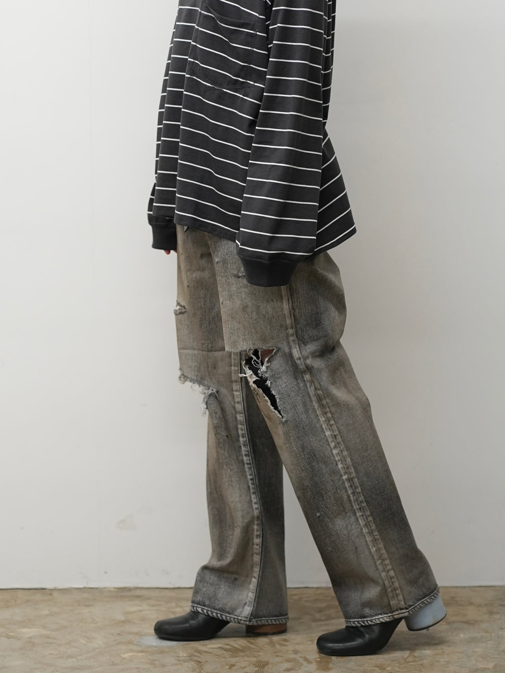 CRASH MIDDLE STRAIGHT 5P DENIM PANTS(BLACK) – ANCELLM