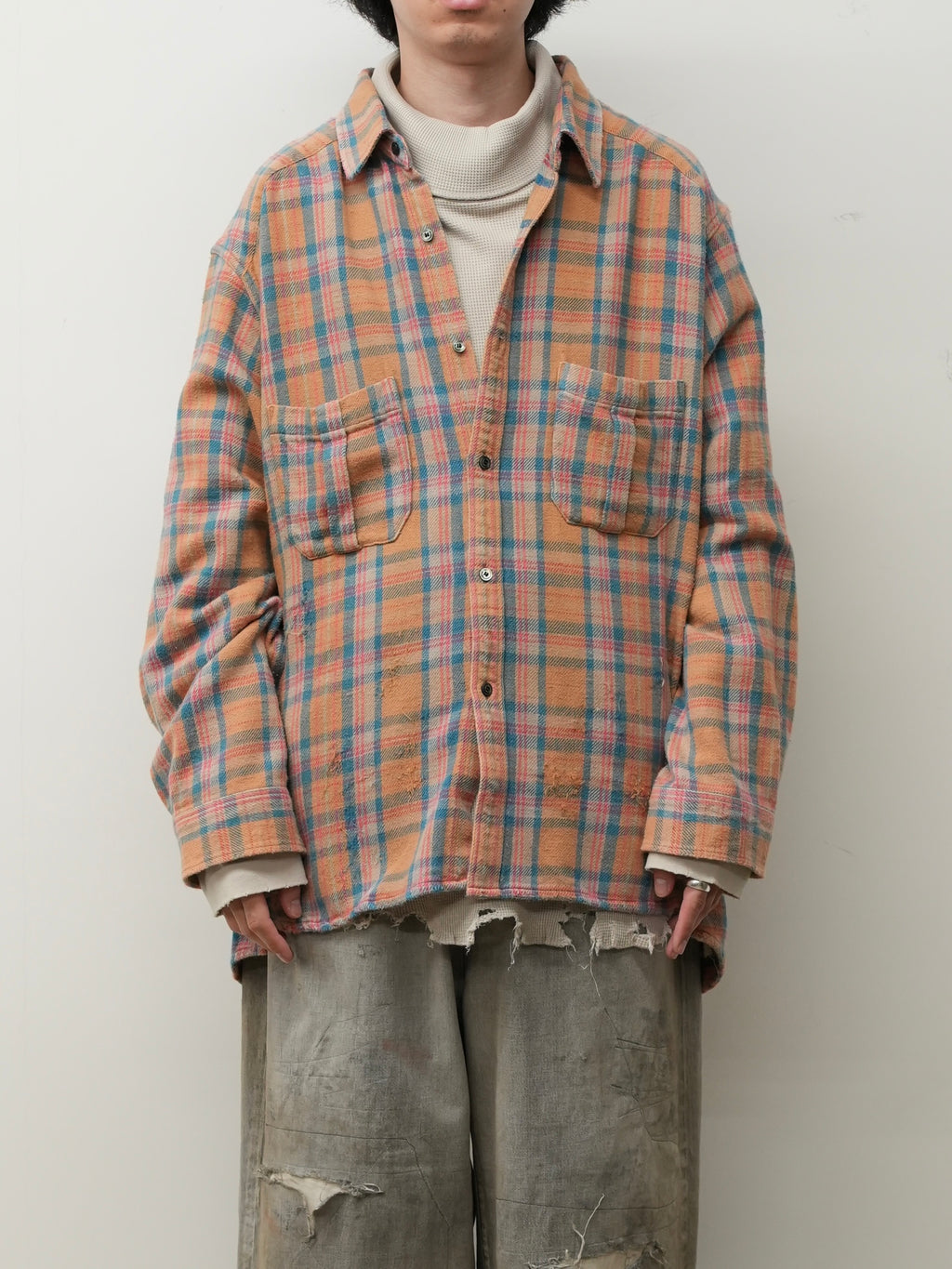 NEL CHECK OVER WORK SHIRT(CAMEL)