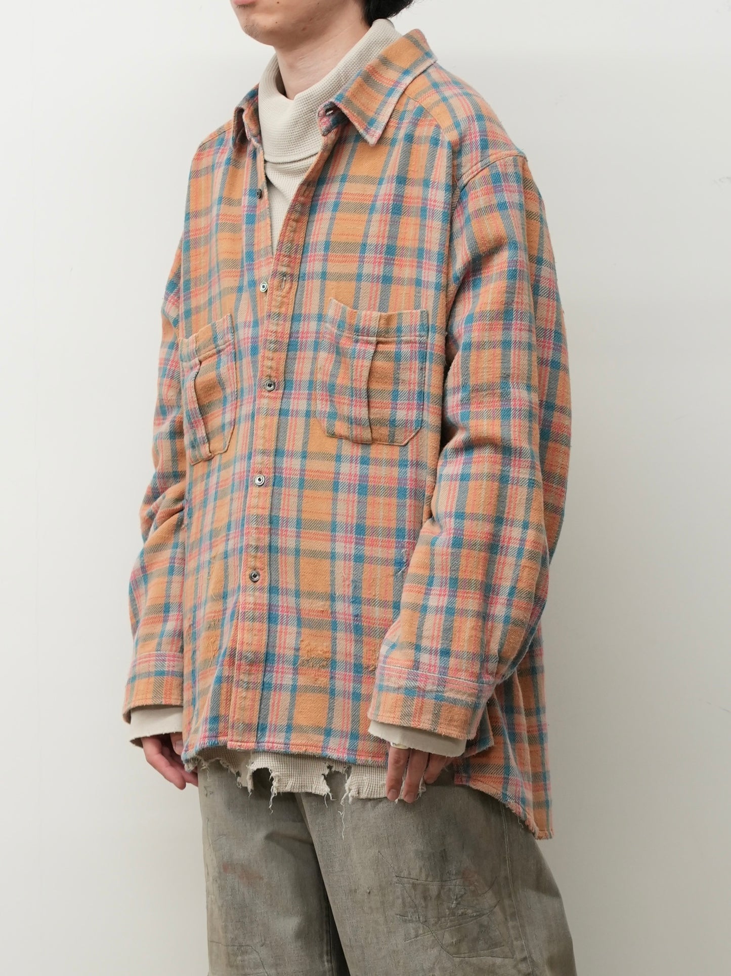 NEL CHECK OVER WORK SHIRT(CAMEL)