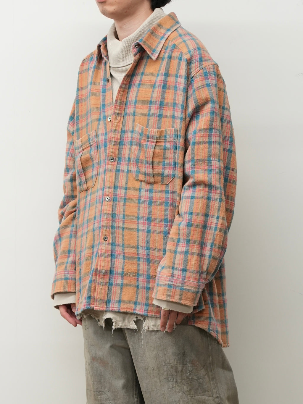 NEL CHECK OVER WORK SHIRT(CAMEL)