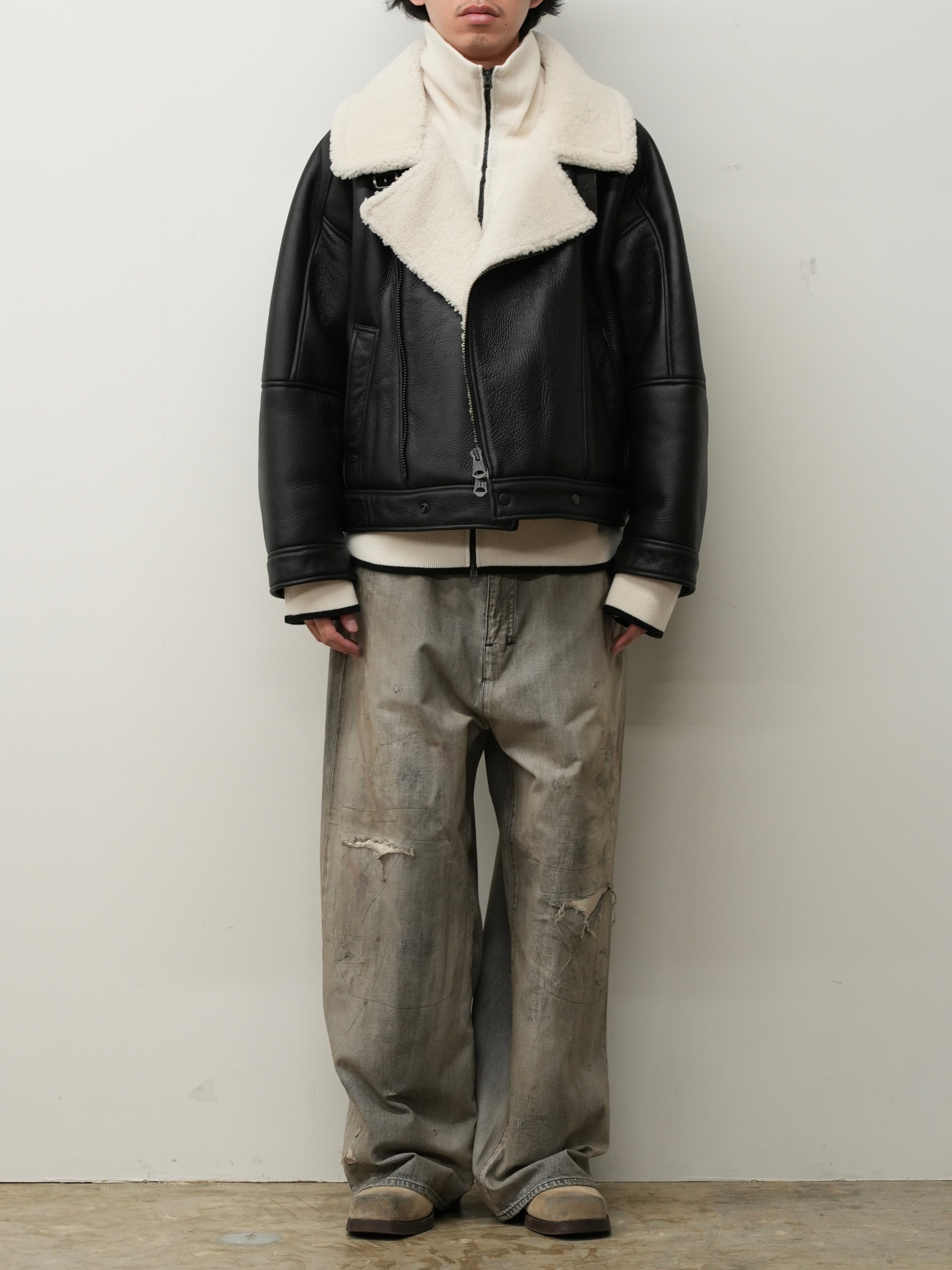 MOUTON DOUBLE JACKET(WHITE×BLACK) – ANCELLM