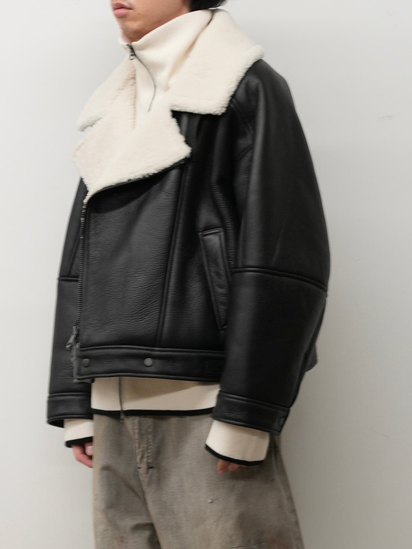 MOUTON DOUBLE JACKET(WHITE×BLACK)