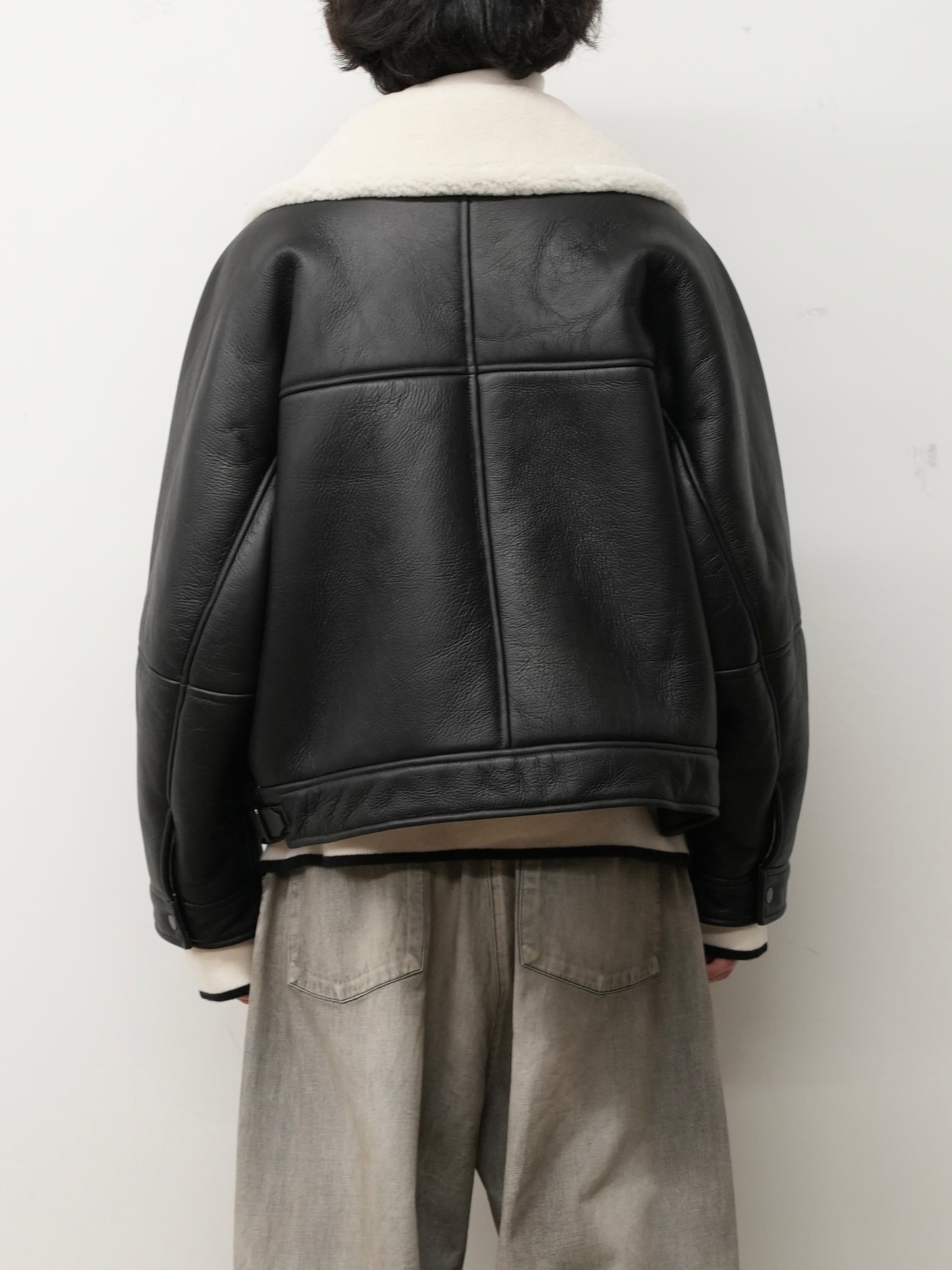 MOUTON DOUBLE JACKET(WHITE×BLACK)