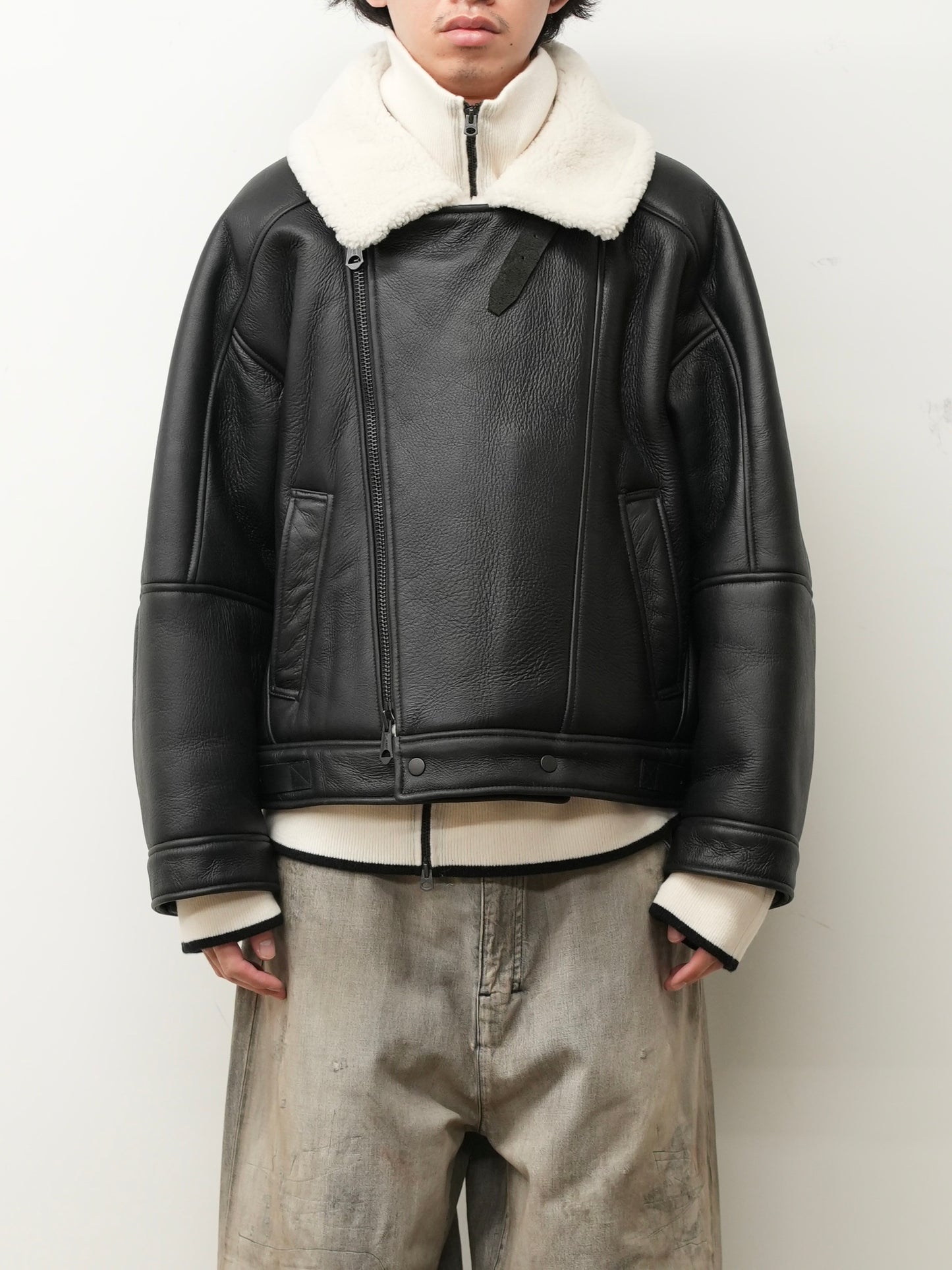 MOUTON DOUBLE JACKET(WHITE×BLACK)