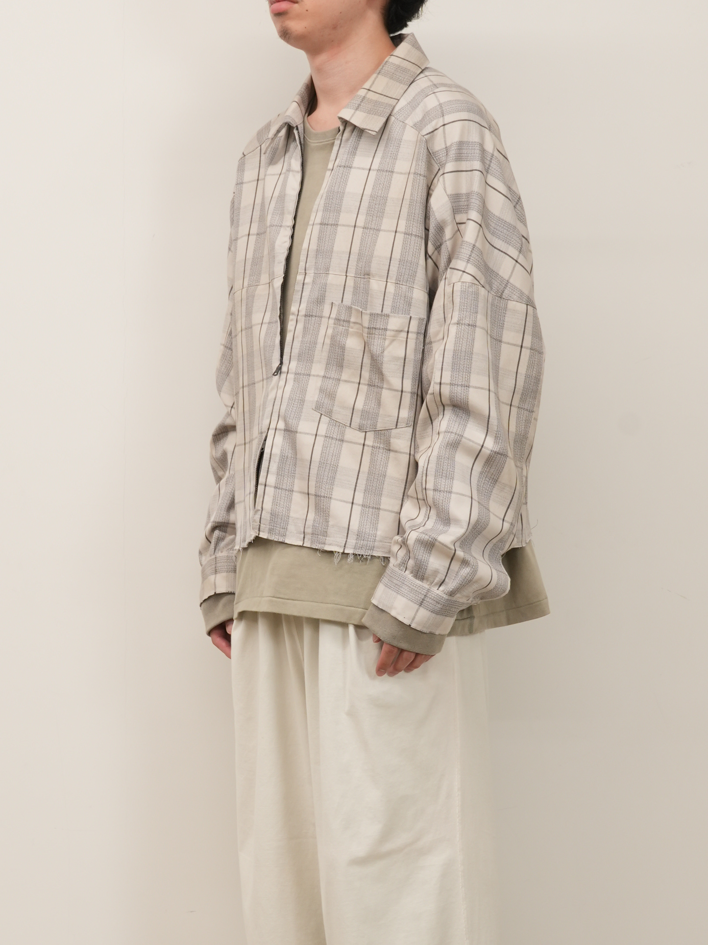C/R CHECK SHORT ZIPUP SHIRT JACKET(GRAY) – ANCELLM C/R CHECK SHORT ZIPUP SHIRT JACKET(GRAY) – ANCELLM