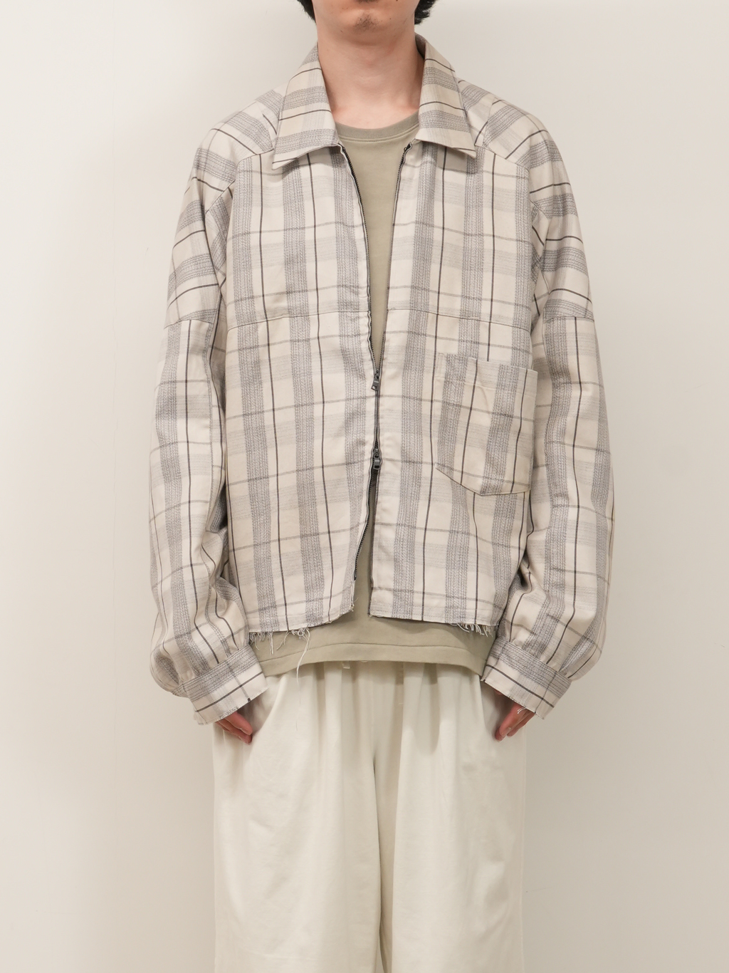 C/R CHECK SHORT ZIPUP SHIRT JACKET(GRAY) – ANCELLM C/R CHECK SHORT ZIPUP SHIRT JACKET(GRAY) – ANCELLM