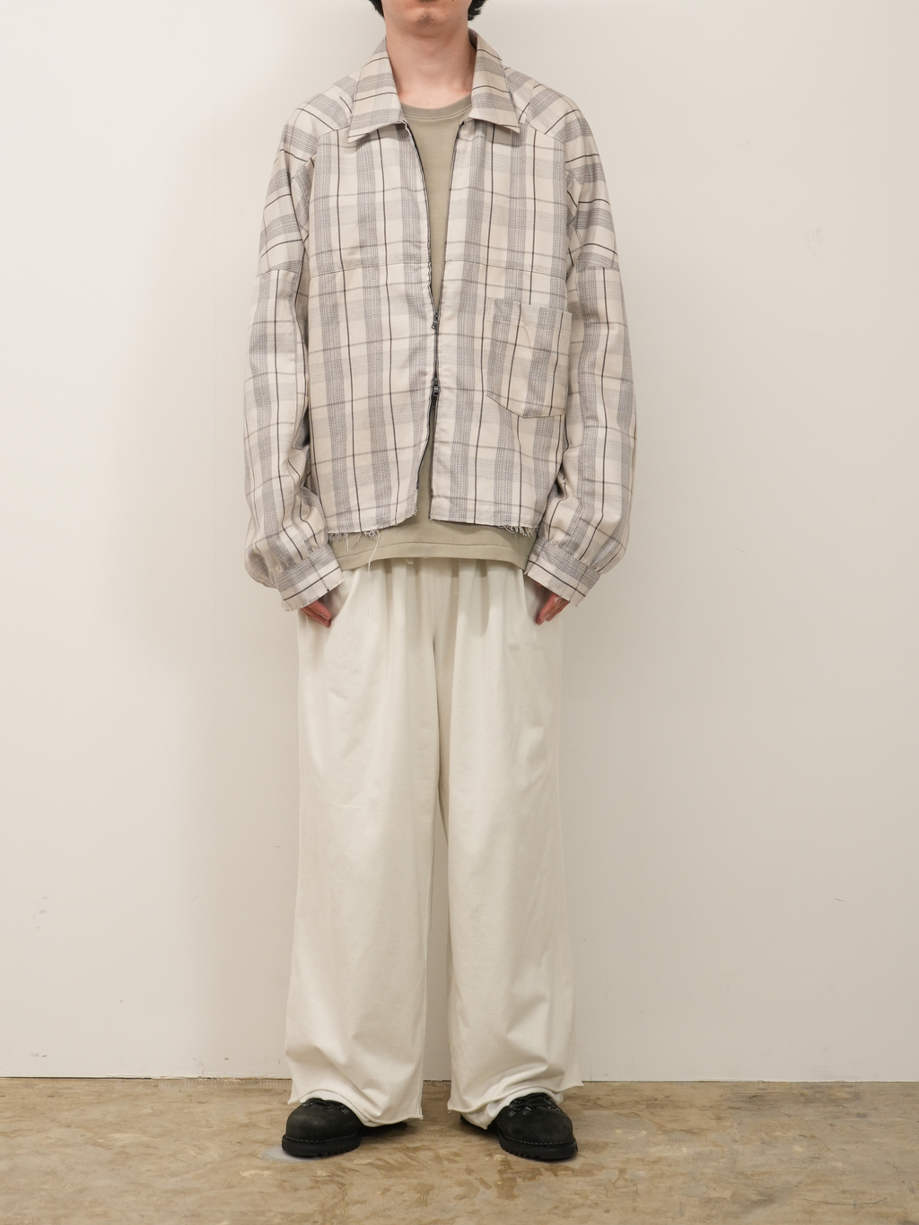 C/R CHECK SHORT ZIPUP SHIRT JACKET(GRAY) – ANCELLM C/R CHECK SHORT ZIPUP SHIRT JACKET(GRAY) – ANCELLM