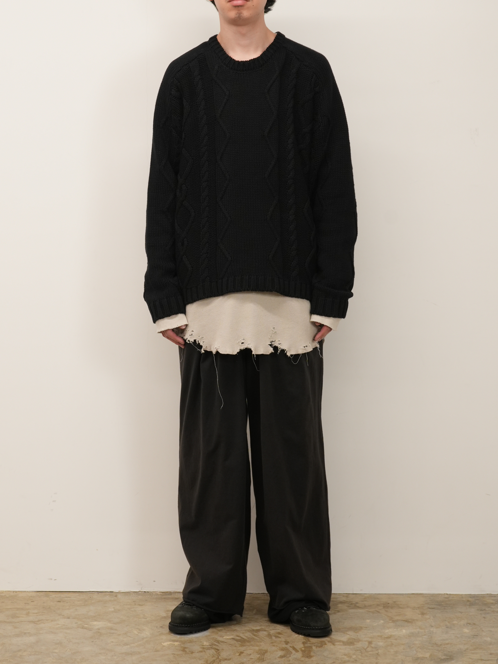 CABLE STICH KNIT(BLACK) – ANCELLM CABLE STICH KNIT(BLACK) – ANCELLM