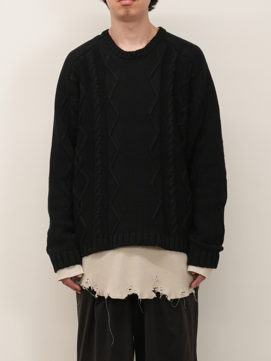 CABLE STICH KNIT(BLACK) – ANCELLM CABLE STICH KNIT(BLACK) – ANCELLM