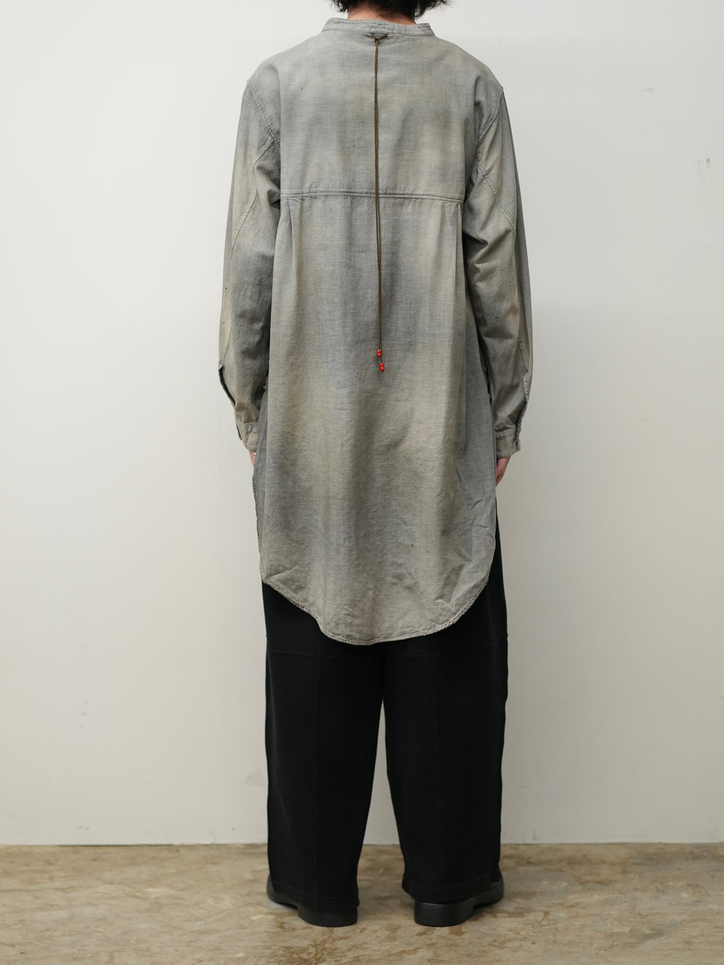 CHAMBRAY LONG SHIRT DRESS(BLACK)